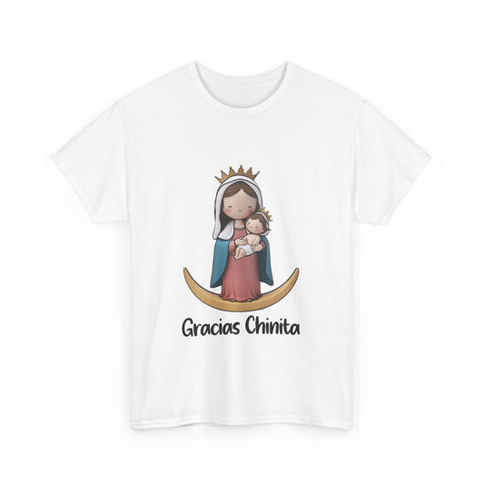 Gracias Chinita Unisex Heavy Cotton Tee, Cute Religious Shirt, Gifts for Moms, Everyday Wear, Spiritual Apparel, Faith-Based Clothing, Maracaibo