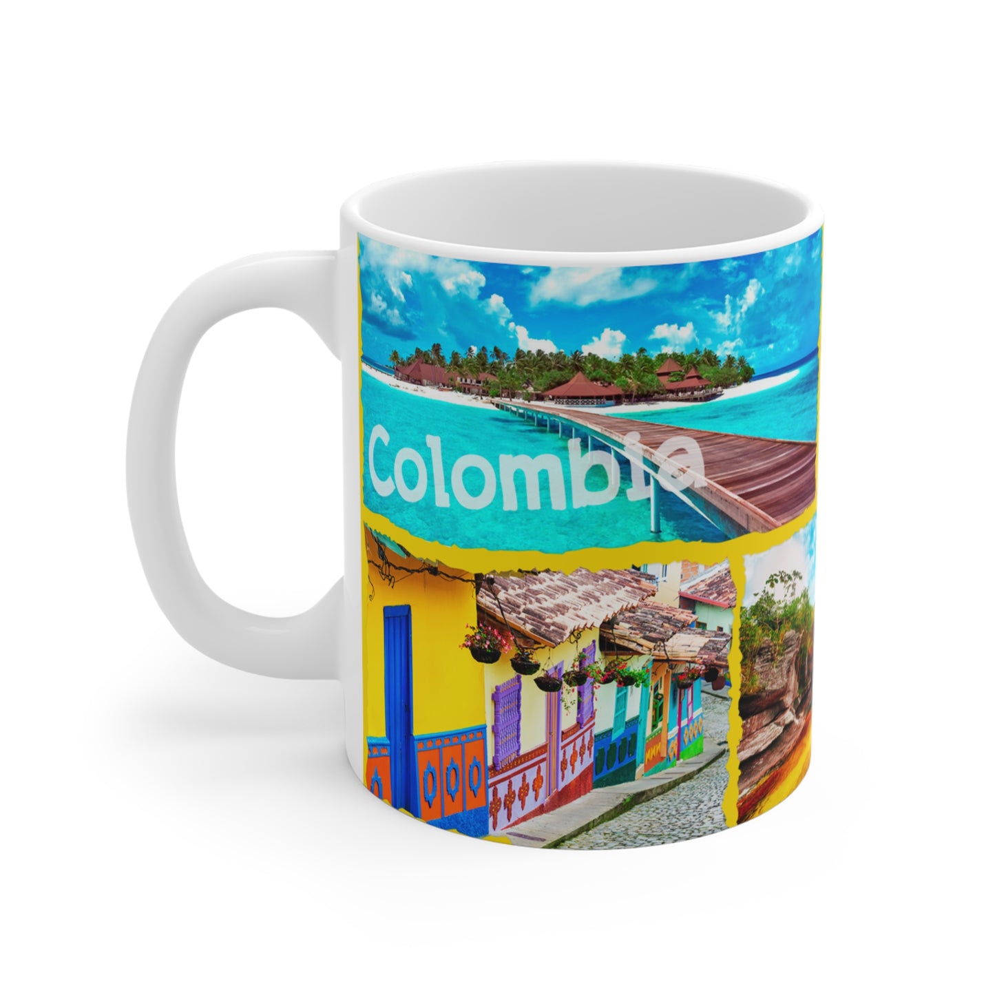 Vibrant Travel Mug - Explore Colombia, Adventure Coffee Cup, Colorful Souvenir Mug, Travel Lover Gift, Beach Vibe Drinkware