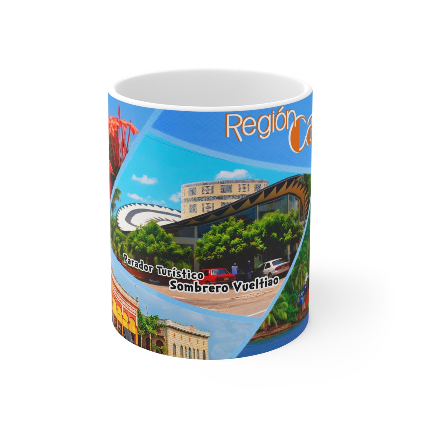 Colorful Travel Mug, 11oz Traveler's Delight Coffee Cup, Souvenir Mug, Adventure Gifts, Highlights of Your Journey, Región Caribe, Colombian Coffee