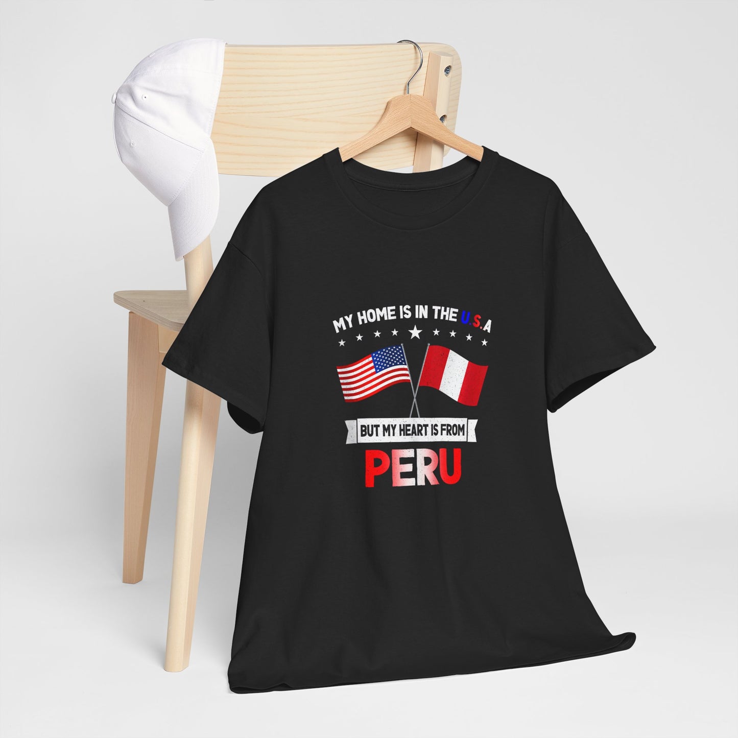 My Heart is from Peru Tee | Unisex Heavy Cotton Tee, Casual Wear, Gift for Travelers, International Pride Shirt, Unique Souvenir