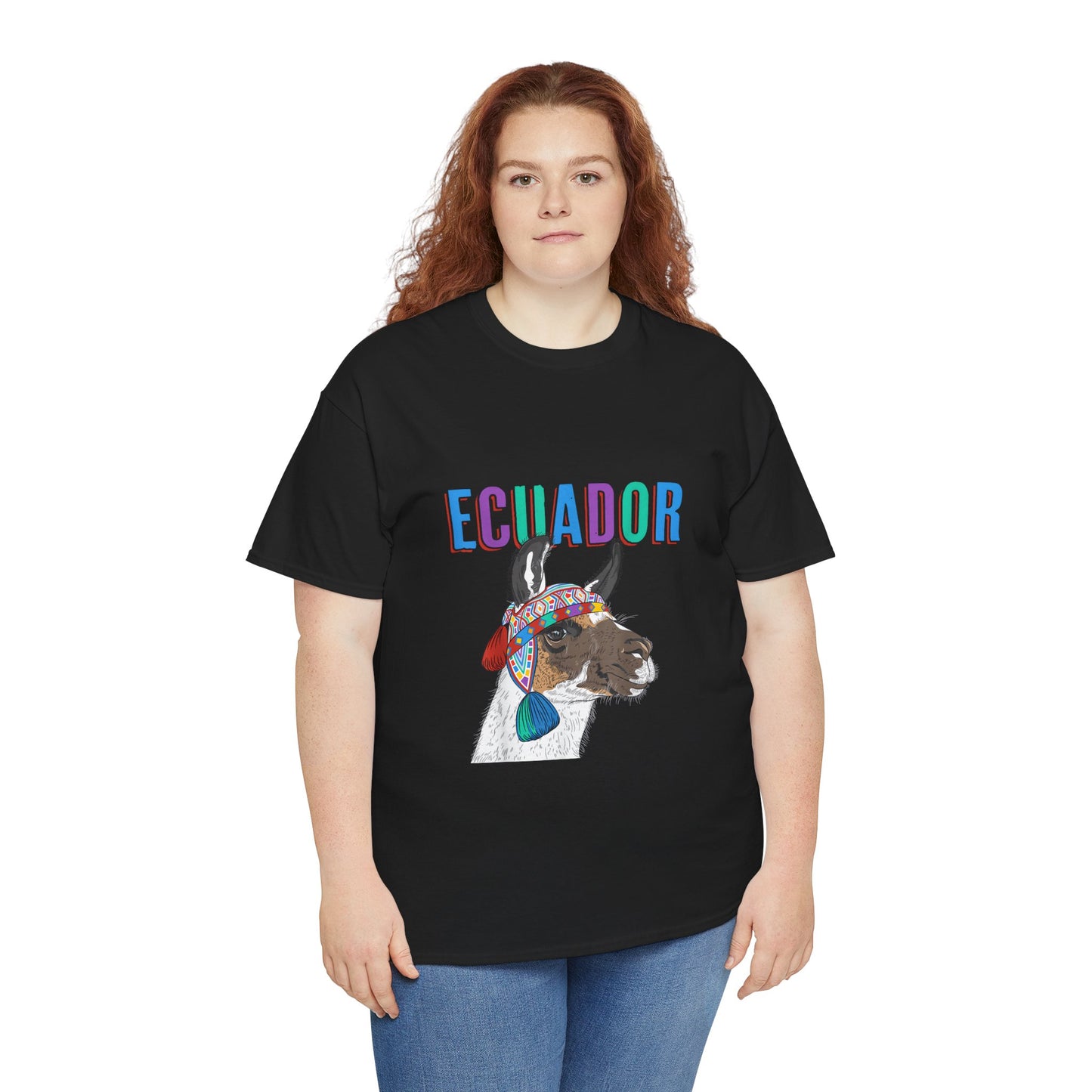 Ecuador Llama Tee, Unisex Heavy Cotton Tee, Ecuadorian Culture Shirt, Travel Gift, Ethnic Wear, Animal Lover T-Shirt