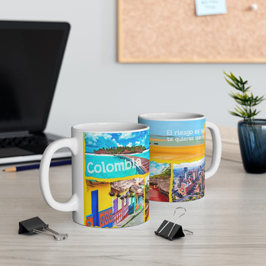 Vibrant Travel Mug - Explore Colombia, Adventure Coffee Cup, Colorful Souvenir Mug, Travel Lover Gift, Beach Vibe Drinkware