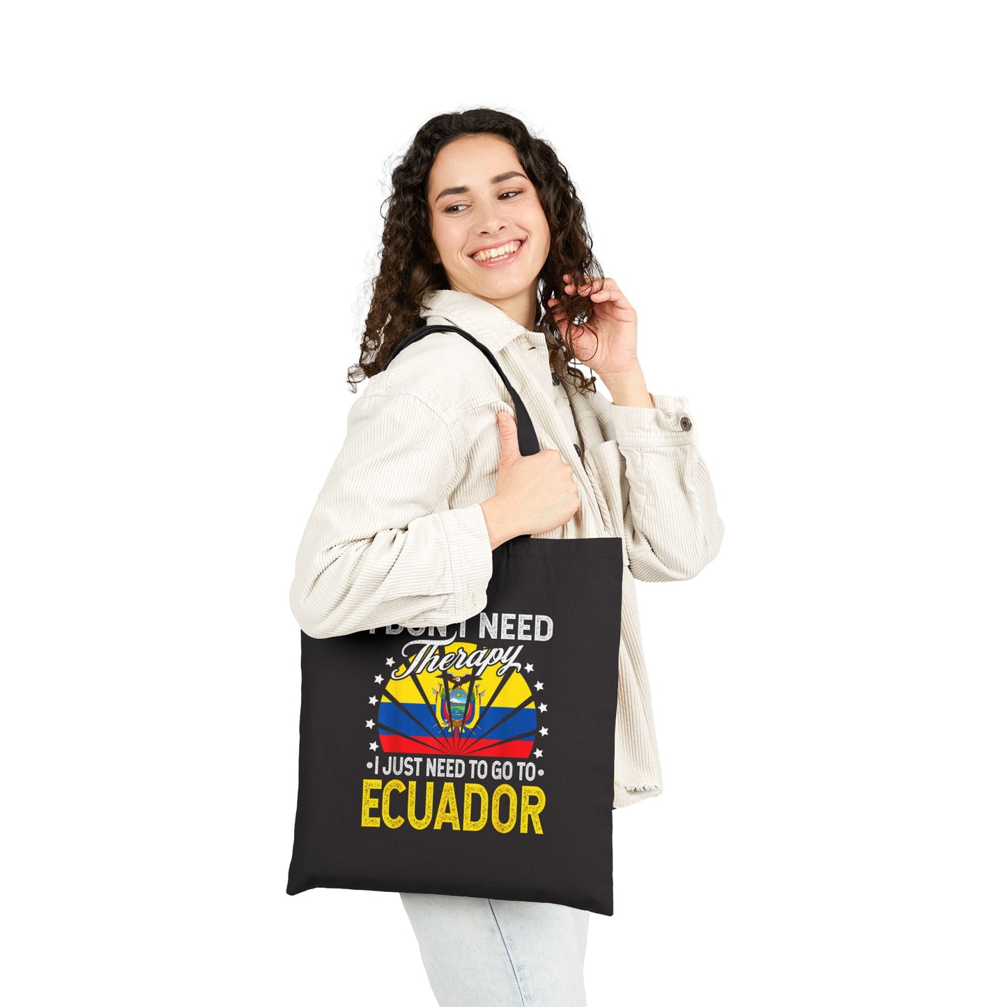 Ecuador Therapy Quote Tote Bag, Cute Tote for Travel Lovers, Eco-Friendly Shopping Tote, Gift for Wanderlust Friends, Funny Canvas Bag