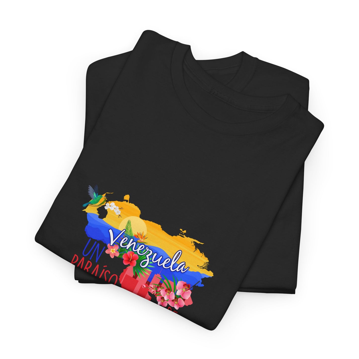 Vibrant Paradise Unisex Heavy Cotton Tee, Gift for Nature Lovers, Casual Wear, Summer Outfit, Venezuela Shirt