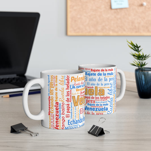 Venezuelan Culture Coffee Mug, Vibrant 11oz Mug for Tea Lovers, Hispanic Heritage Gifts, Travel Souvenir, Colorful Spanish Design, Taza Venezuela