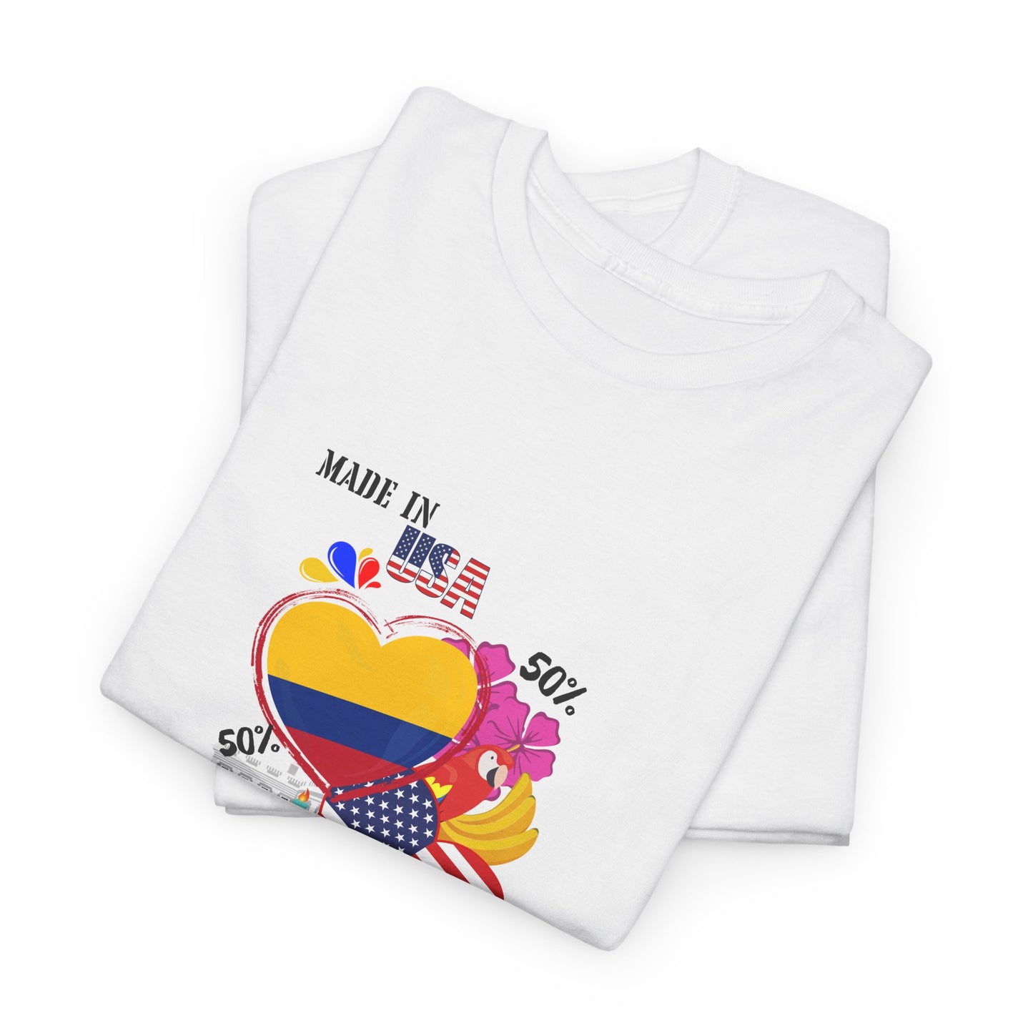 Proud Heart Graphic Tee, Unisex Cotton T-Shirt for Celebrations, Colombia T-shirt, Everyday Wear, Gift for Friends