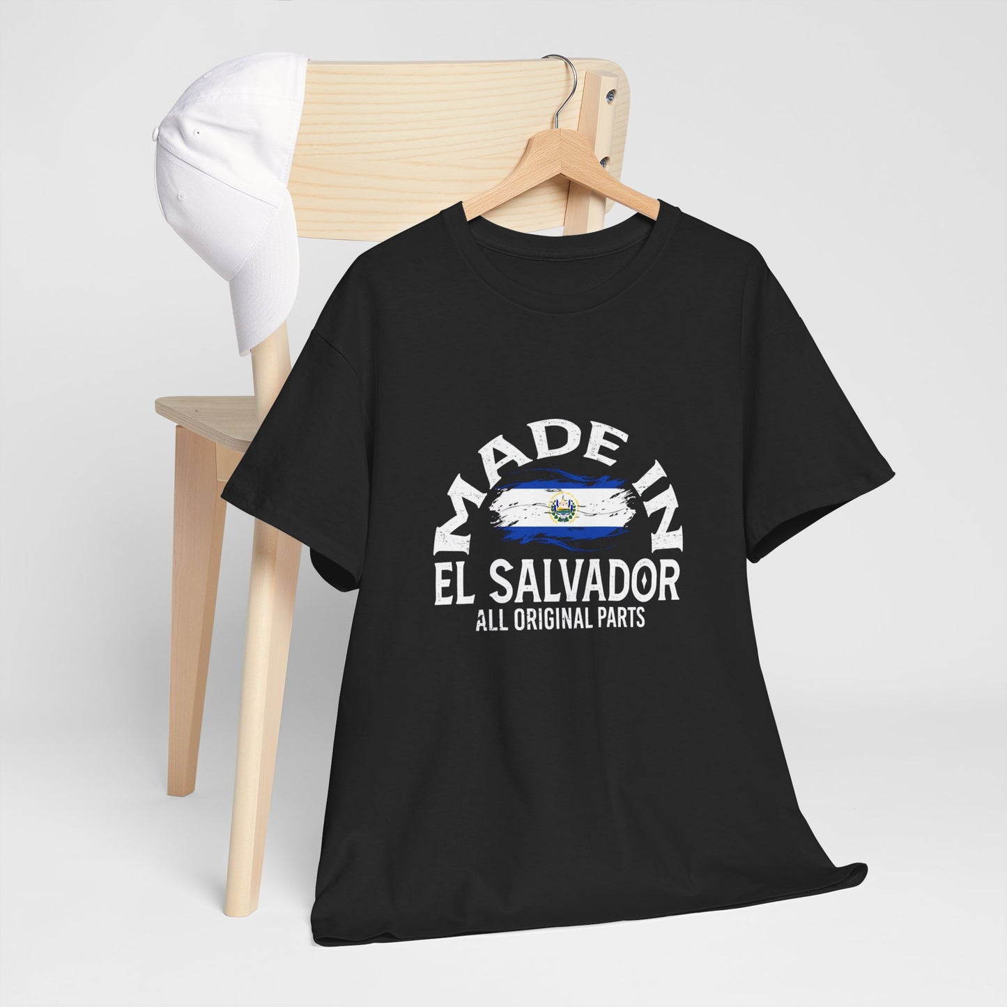 Made in El Salvador Unisex Heavy Cotton Tee, Casual T-Shirt, Gift for Salvadoran Pride, Culture Tee, Travel Souvenir, All Original Parts Tee