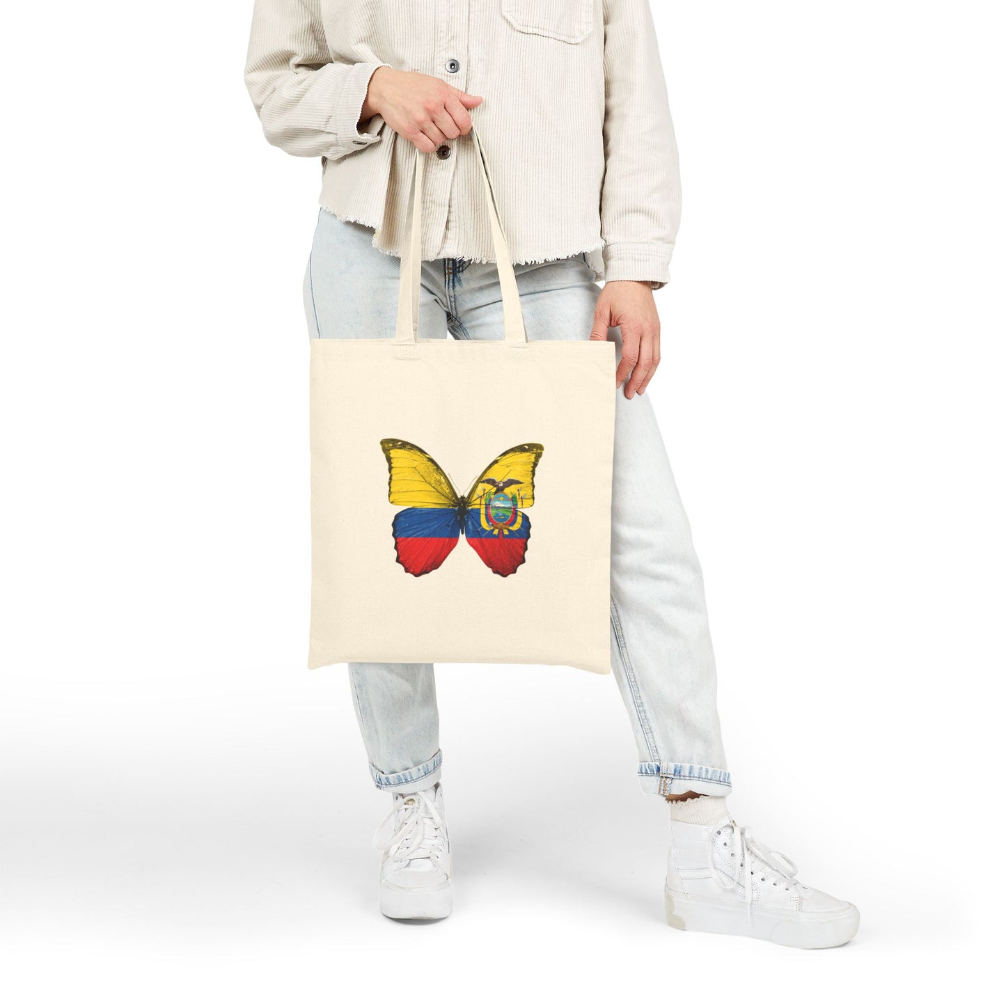 Vibrant Butterfly Tote Bag, Eco-Friendly Bag, Canvas Shopping Bag, Gift for Nature Lovers, Reusable Grocery Tote, Bolso Ecuatoriano