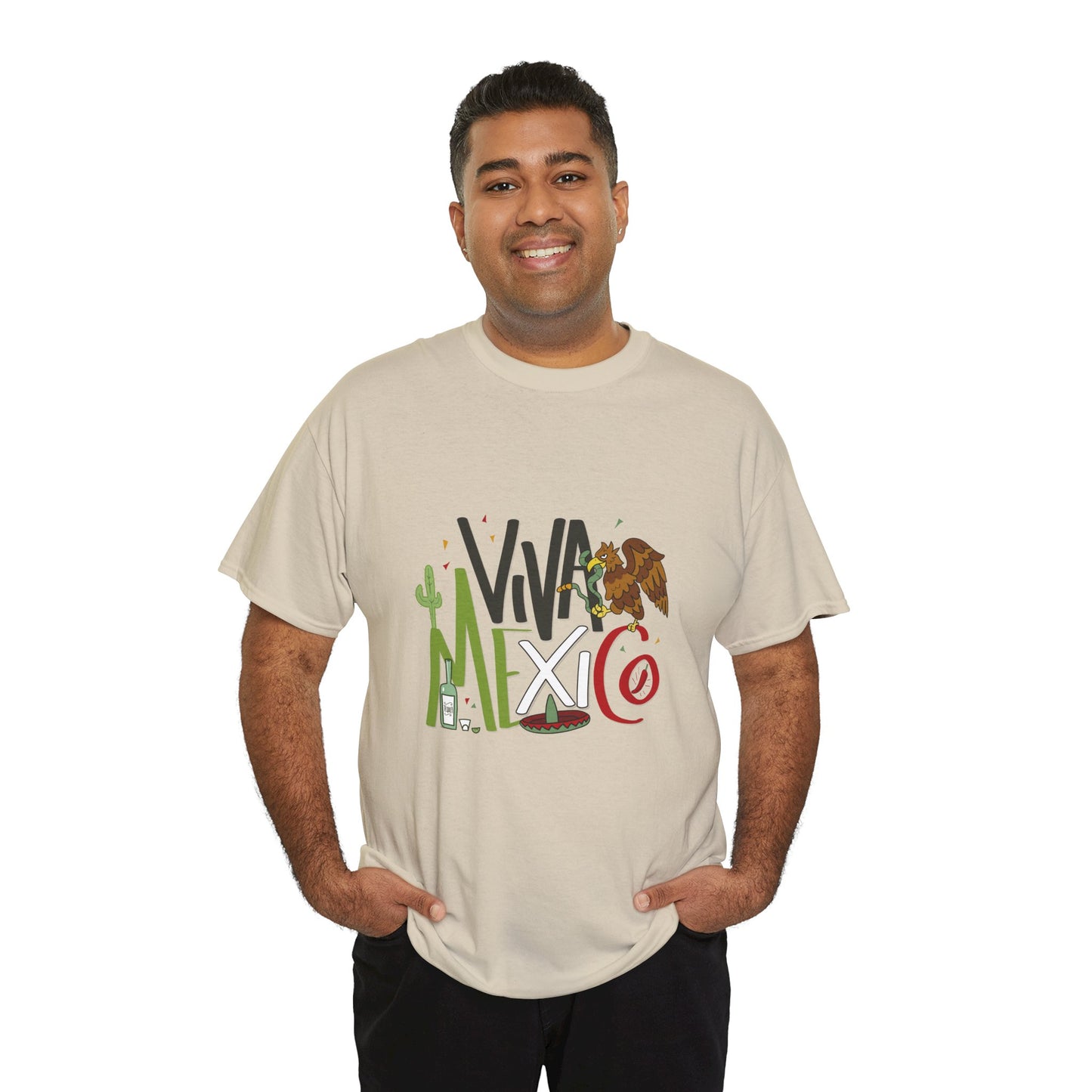 Viva Mexico Unisex Heavy Cotton Tee, Casual Summer Shirt, Travel Tee, Mexico Pride T-Shirt, Gift for Language Lovers