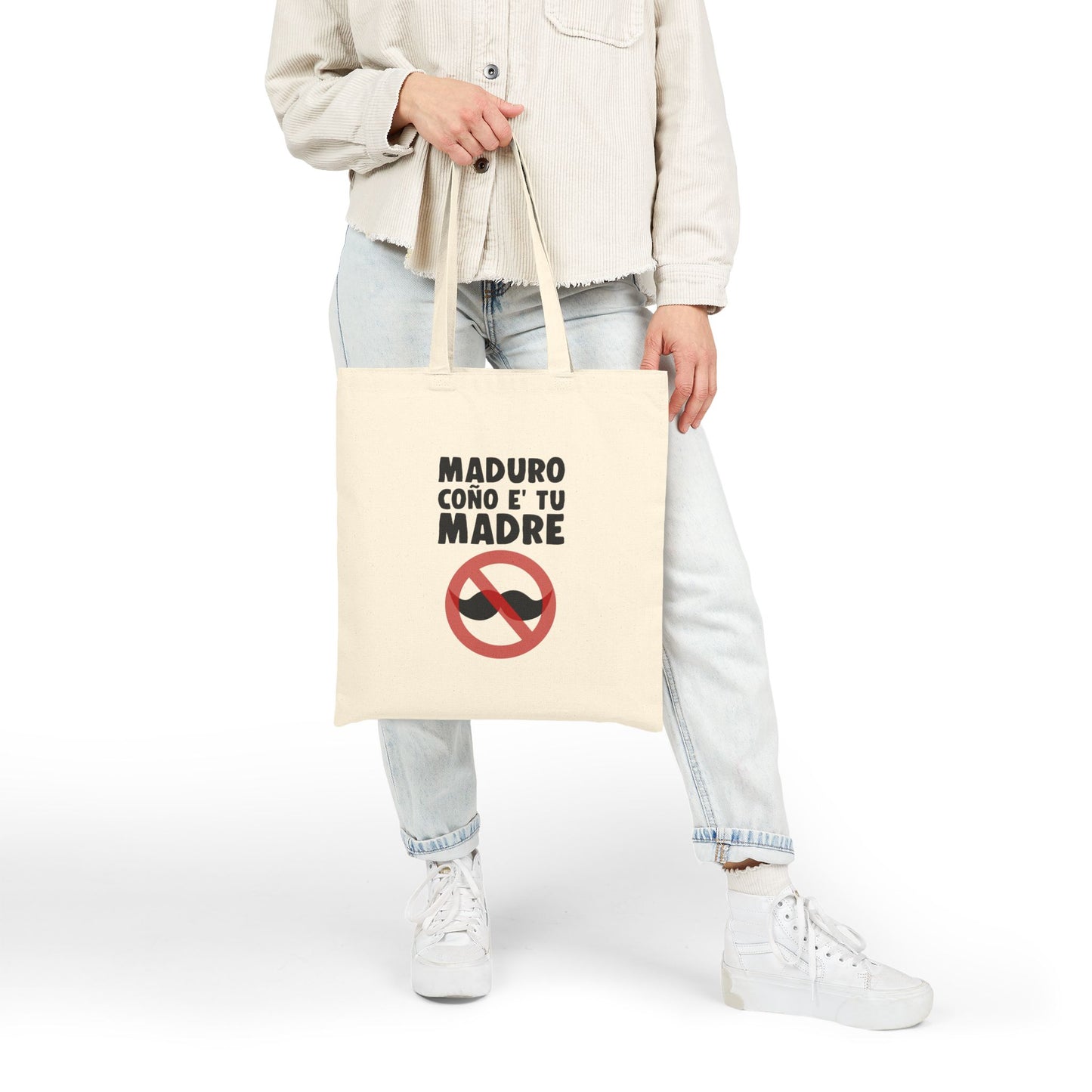Funny Cotton Canvas Tote Bag - MADURO CONO E' TU MADRE, Eco-Friendly Shopping, Gift for Friends, Beach Bag, Market Tote
