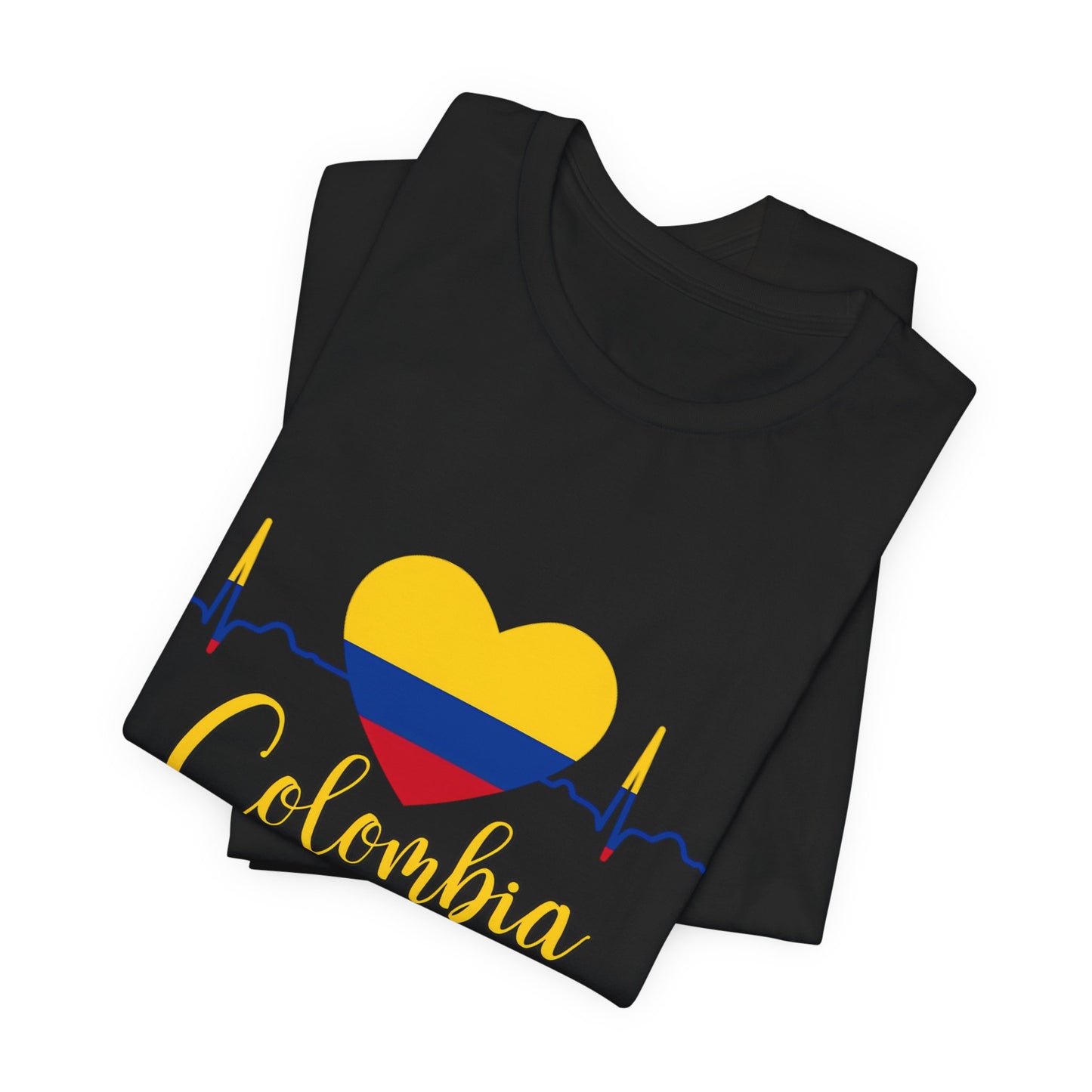 Colombia Heartbeat Tee, Unisex T-Shirt, Pride Apparel, Casual Wear, Gift for Colombians, Colombia Themed Gift