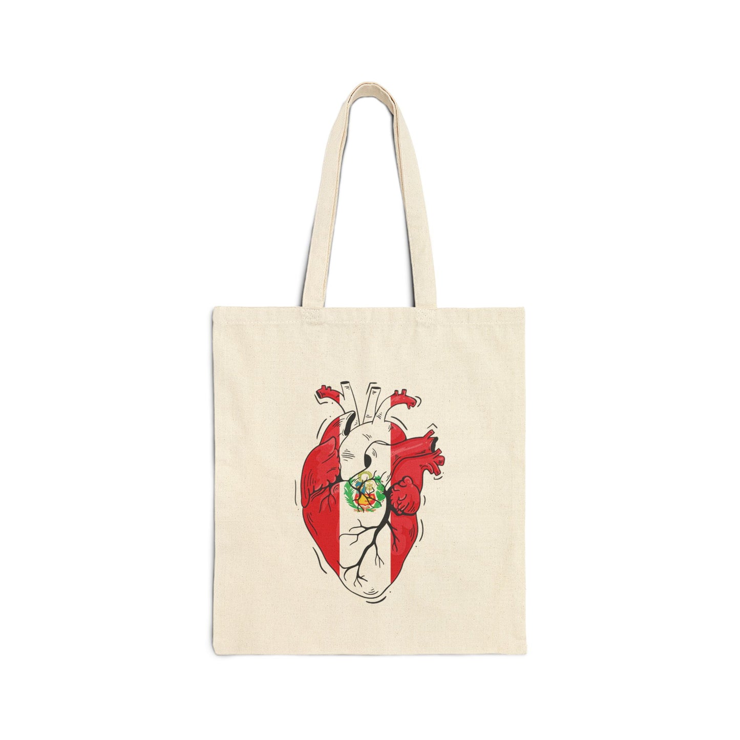 Heart Art Cotton Canvas Tote Bag, Eco-Friendly Tote, Gift for Art Lovers, Boho Bag, Reusable Shopping Tote, Heart Design Carryall, Bolso Peruano