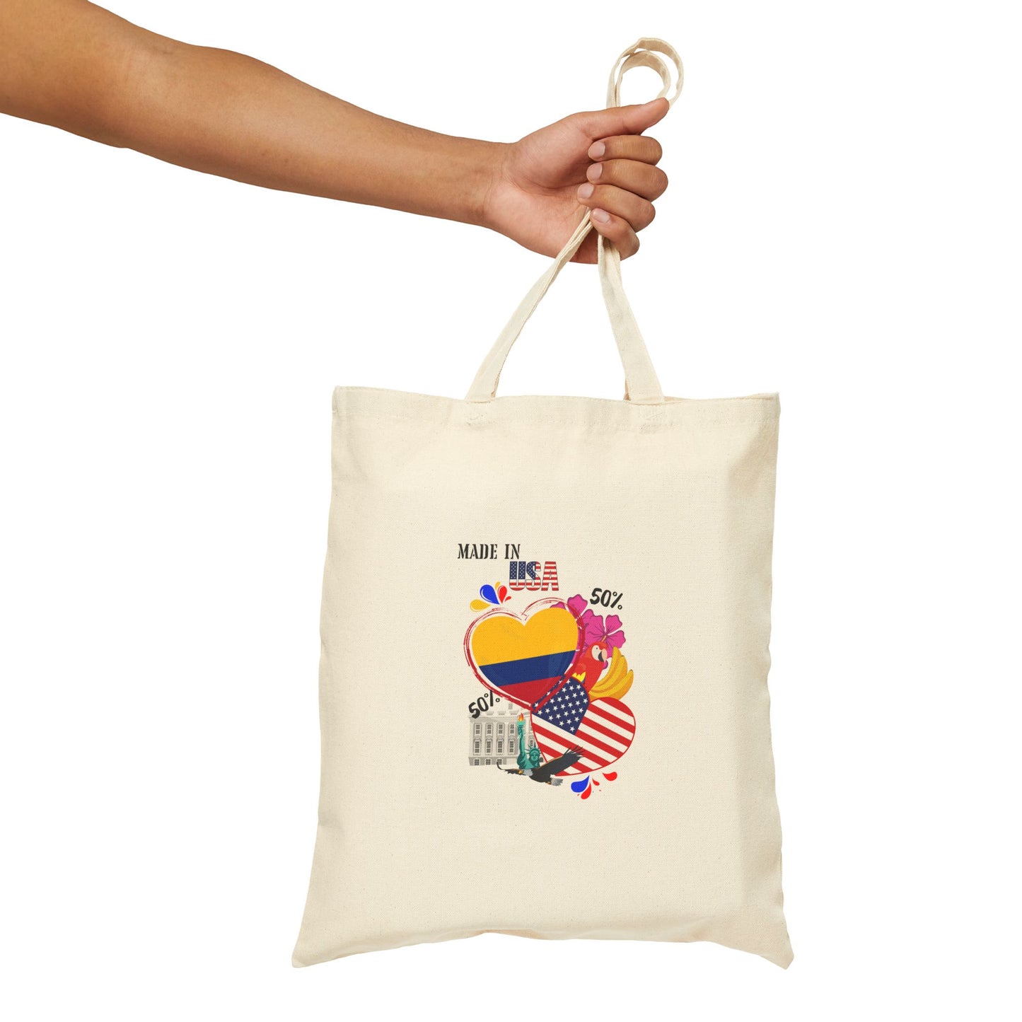 Patriotic Canvas Tote Bag, Eco-Friendly Shopping, Love for Country, Perfect for Independence Day, Gifts for Travelers, Colombian Tote Bag