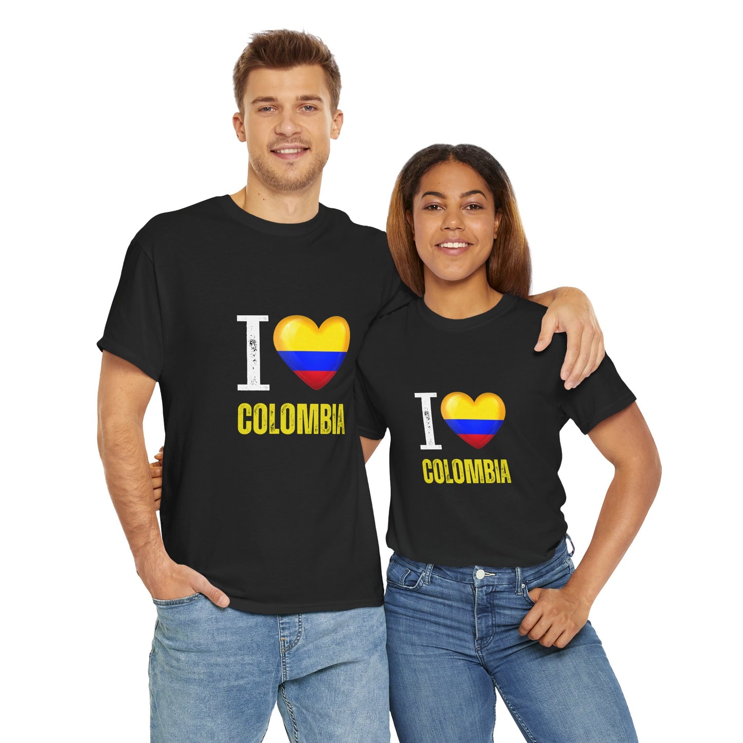 I Love Colombia Unisex Heavy Cotton Tee, Comfortable T-Shirt for Colombians, Perfect Gift for Colombian Pride, Travel Souvenir, Casual Wear