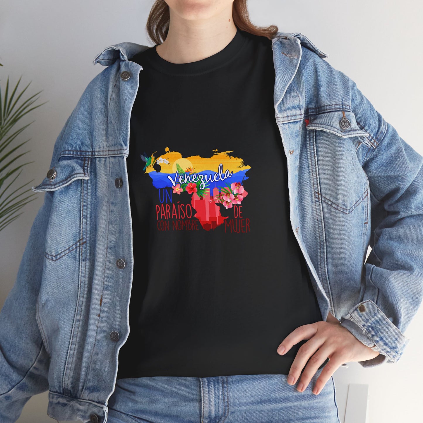 Vibrant Paradise Unisex Heavy Cotton Tee, Gift for Nature Lovers, Casual Wear, Summer Outfit, Venezuela Shirt