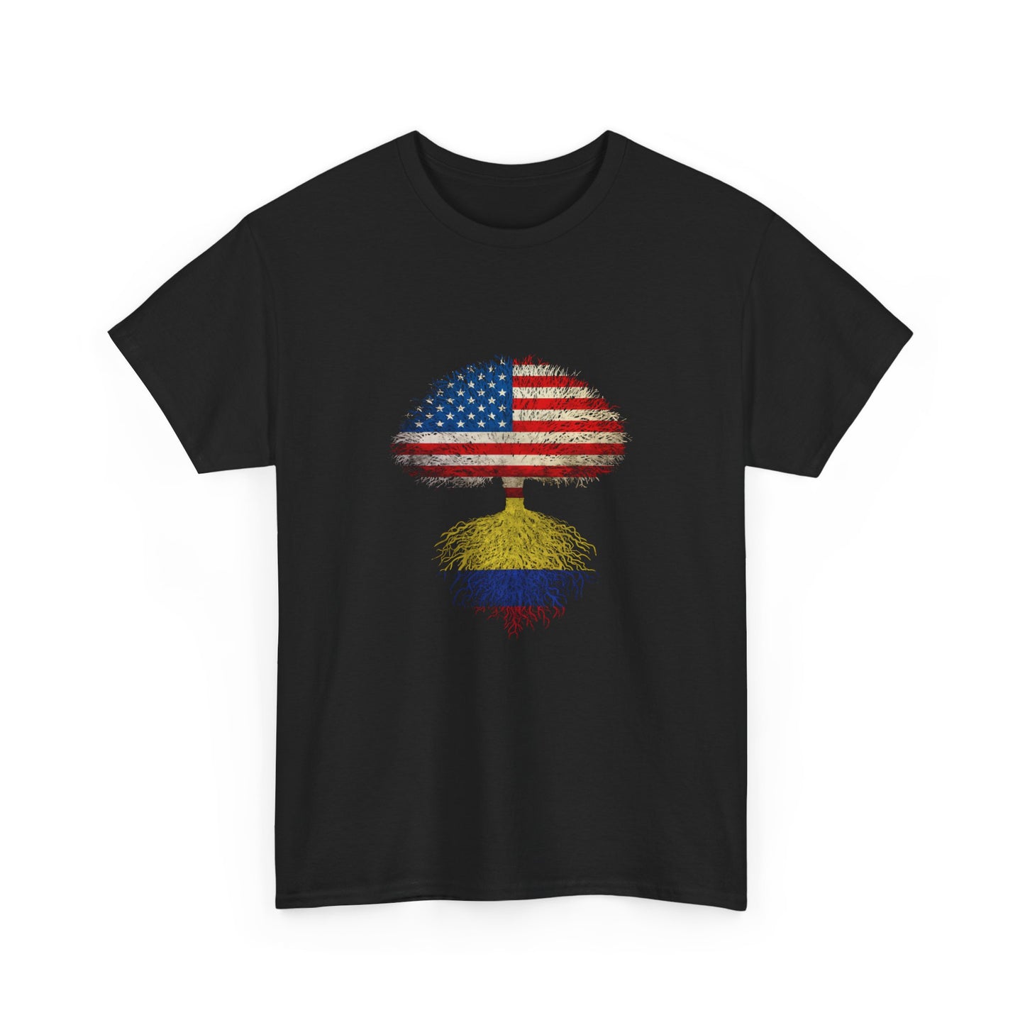 Patriotic Tree Tee - Unisex Heavy Cotton T-Shirt with American Flag Design, Outdoor Adventure Shirt, Gift for Nature Lovers, Colombian