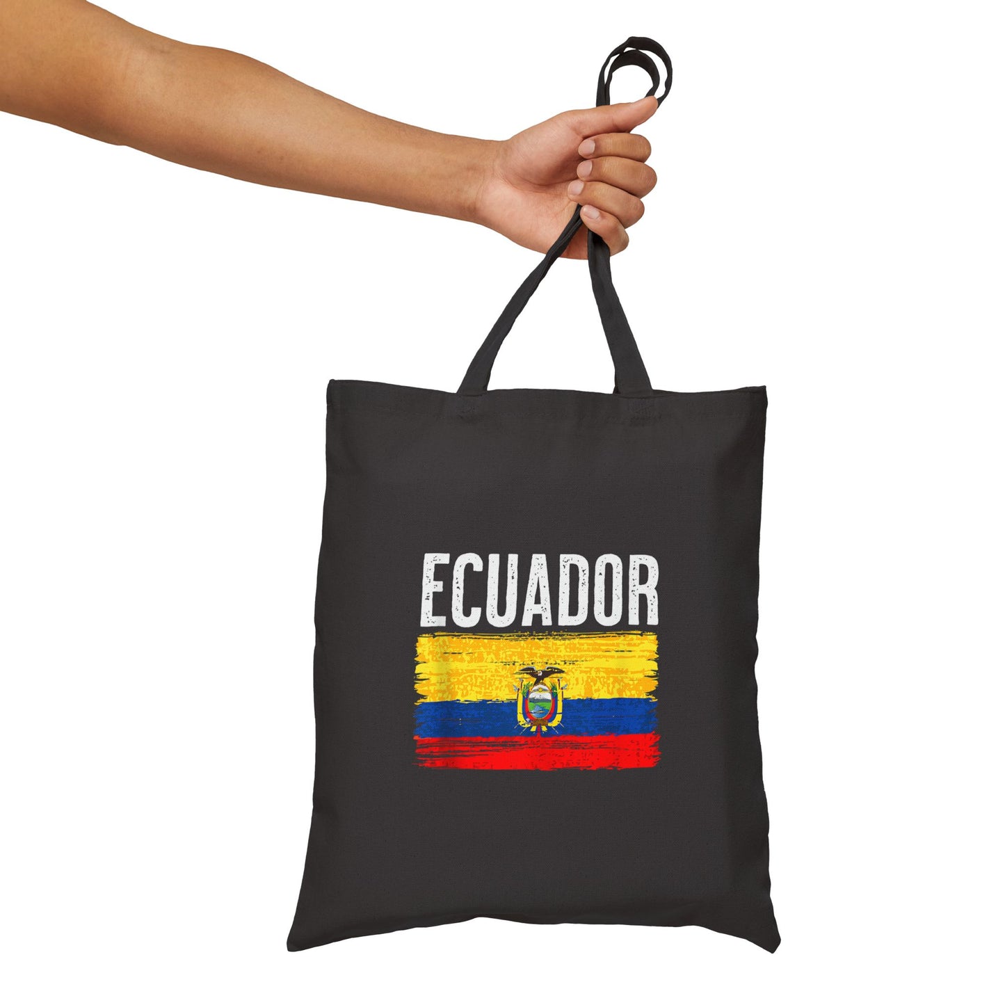 Ecuador Flag Cotton Canvas Tote Bag, Eco-Friendly Shopping Bag, Travel Tote, Gift for Travelers, Sustainable Fashion Accessory, Bolso Ecuatoriano