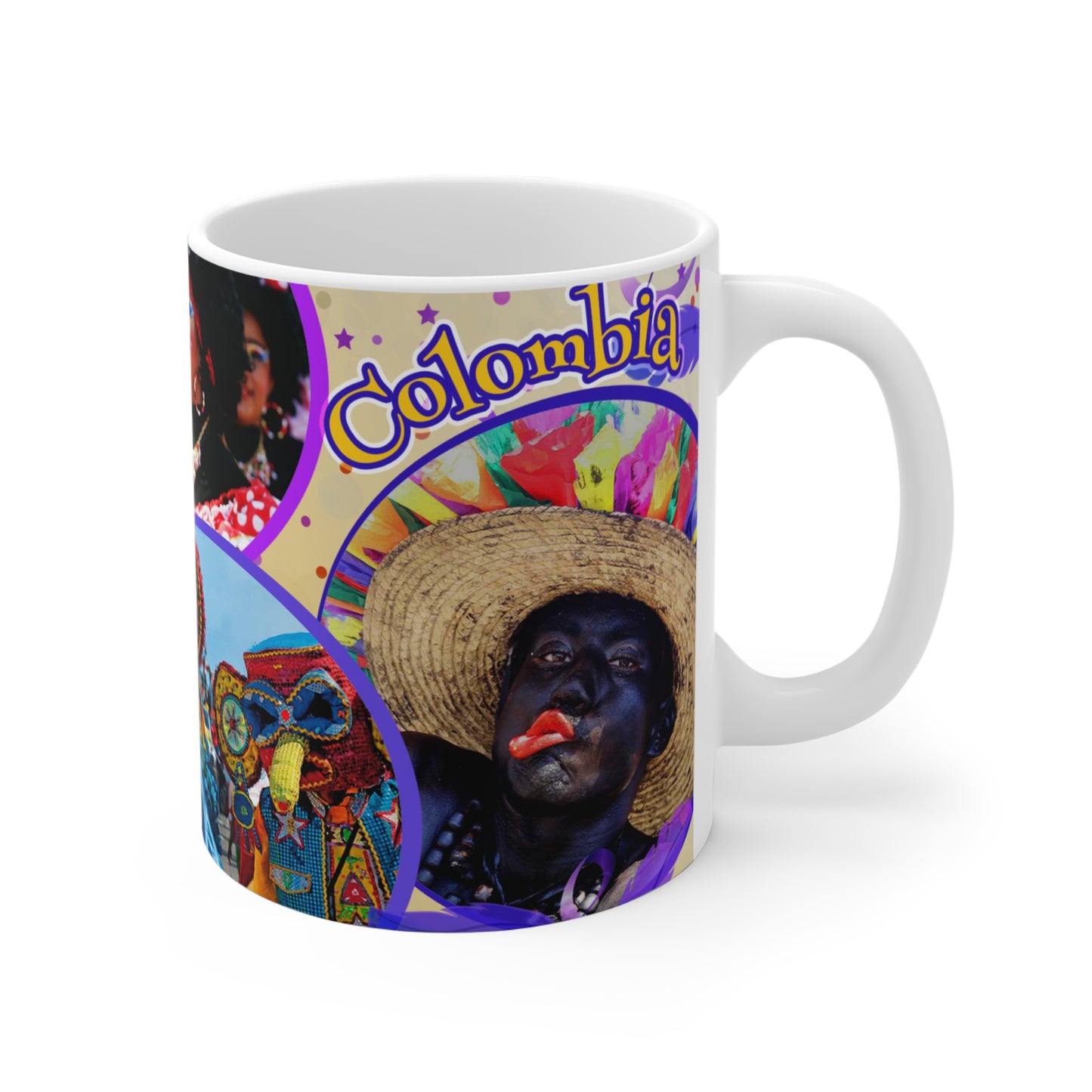Vibrant Barranquilla Carnival Mug, Colorful Celebration Coffee Cup, Festival Gift, Unique Souvenir, Colombian Coffee
