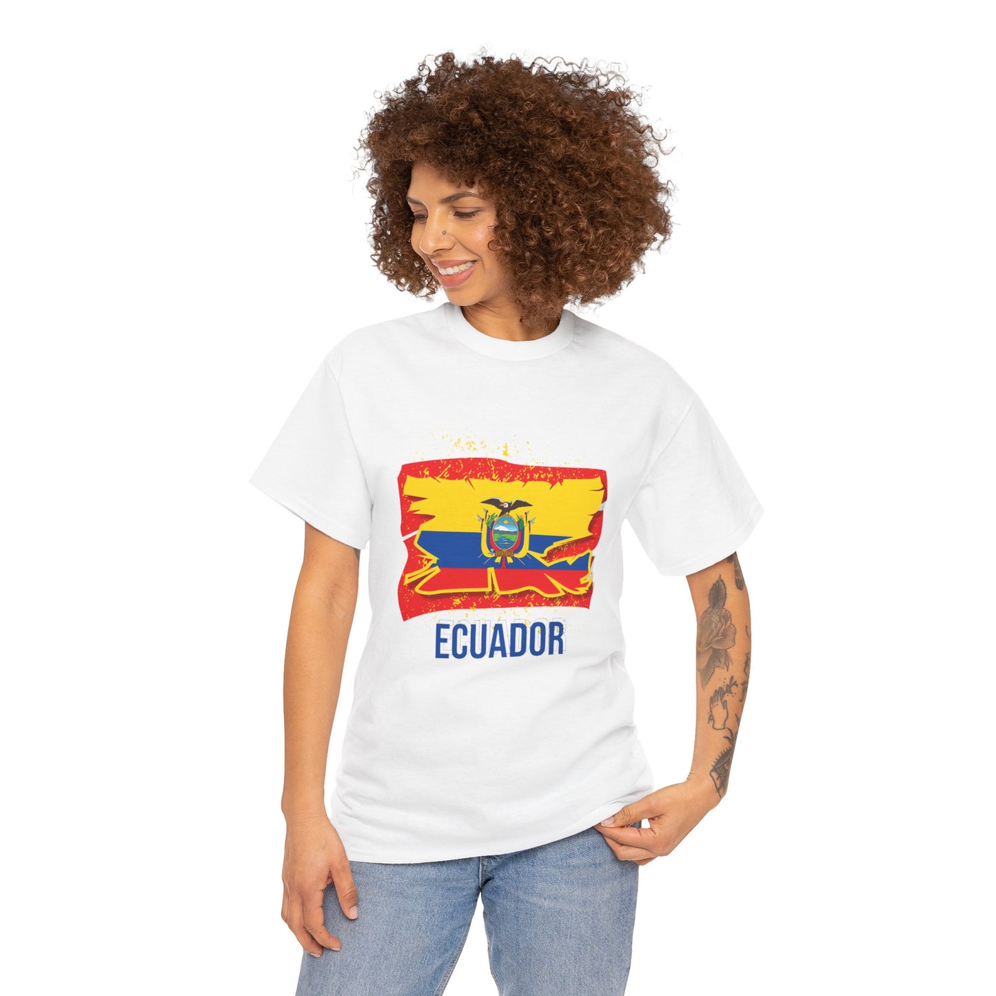 Ecuador Flag Unisex Heavy Cotton Tee, Ecuadorian Pride Shirt, Travel Gift, Casual Wear, Summer T-Shirt, Camiseta Ecuador