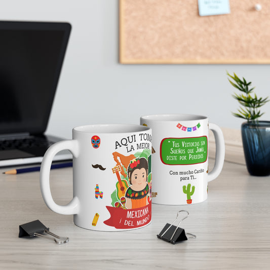 Mexican Heritage Mug, Colorful Ceramic Coffee Cup, Unique Gift for Culture Lovers, Día de Muertos, Fiesta Decor, Kitchen Essentials, Taza México