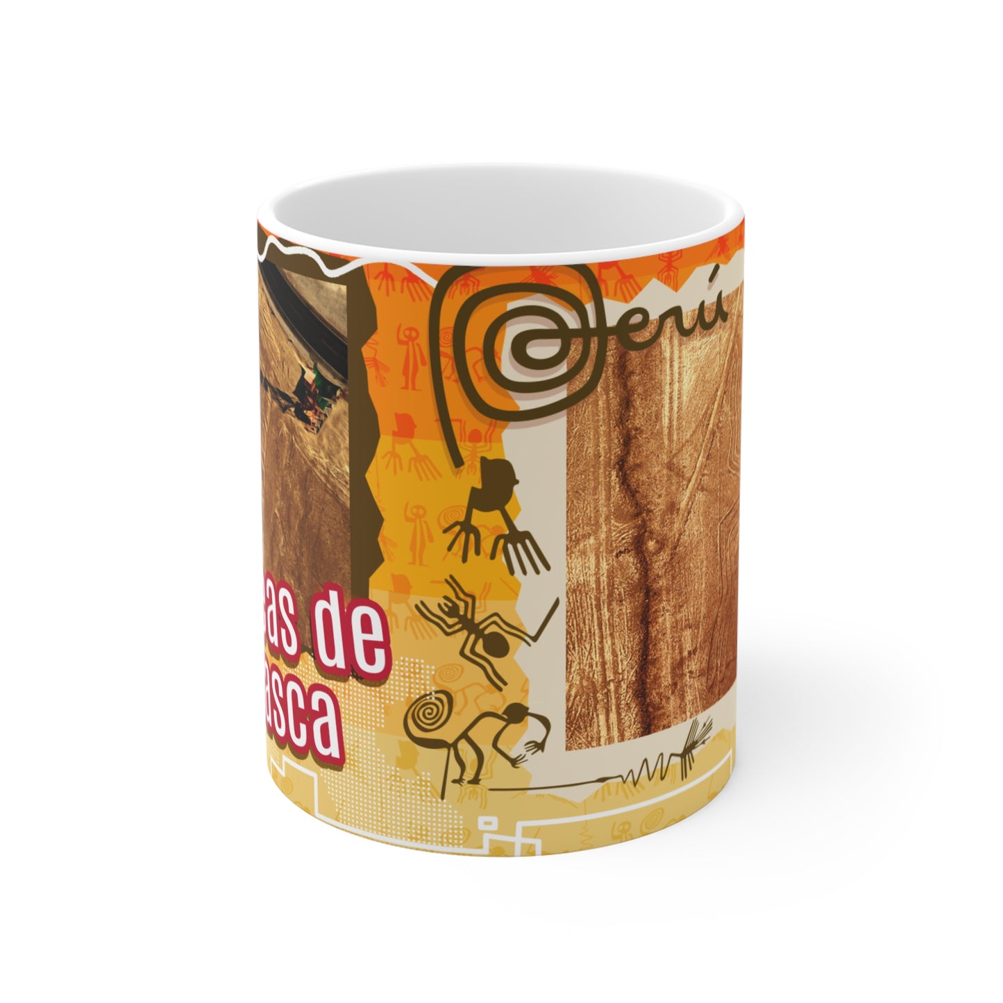 Peruvian Art Mug, Vintage Icons, Gift for Travelers, Coffee Lover's Cup, Unique Souvenir, Lineas de Nasca Design, Taza Perú