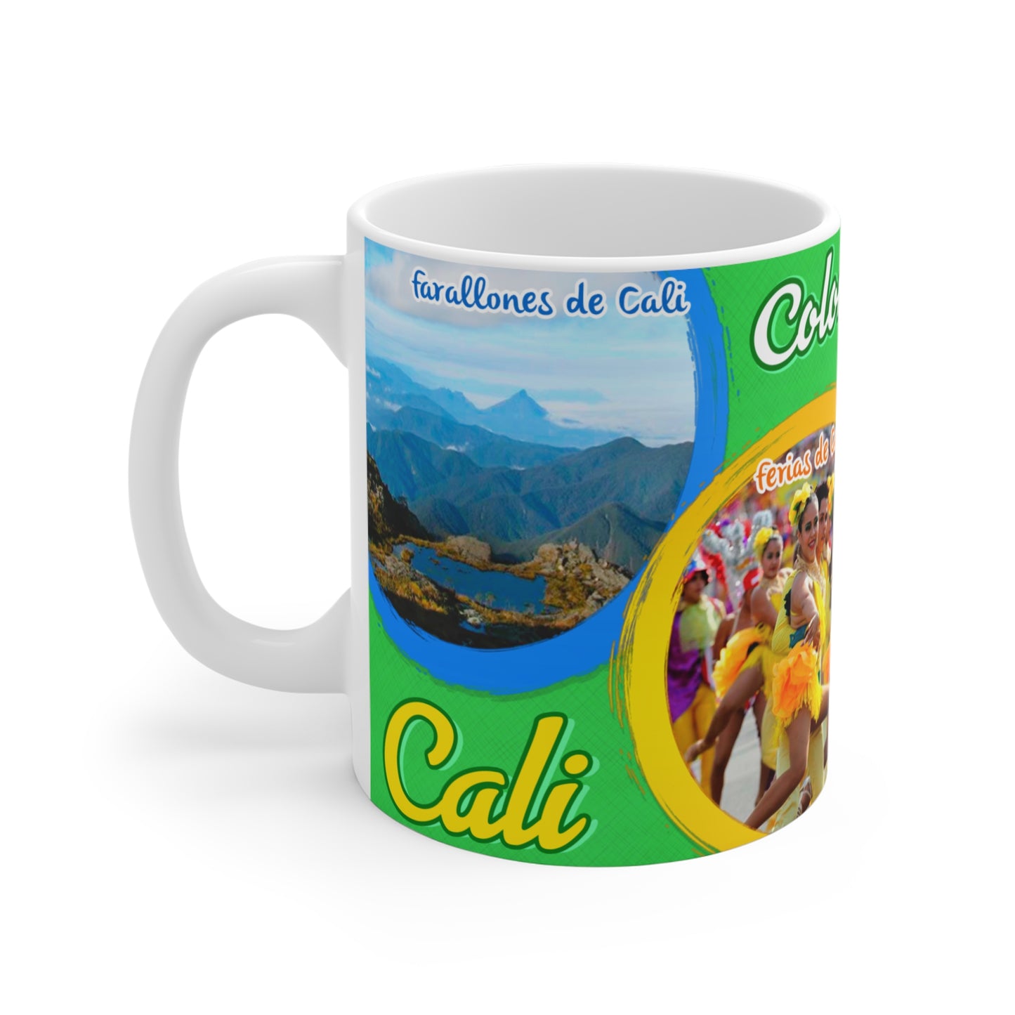 Colombian Culture Mug, 11oz Travel Mug, Souvenir Coffee Cup, Cali Festive Mug, Colorful Colombia Gift, Vibrant Décor, Cali Colombia
