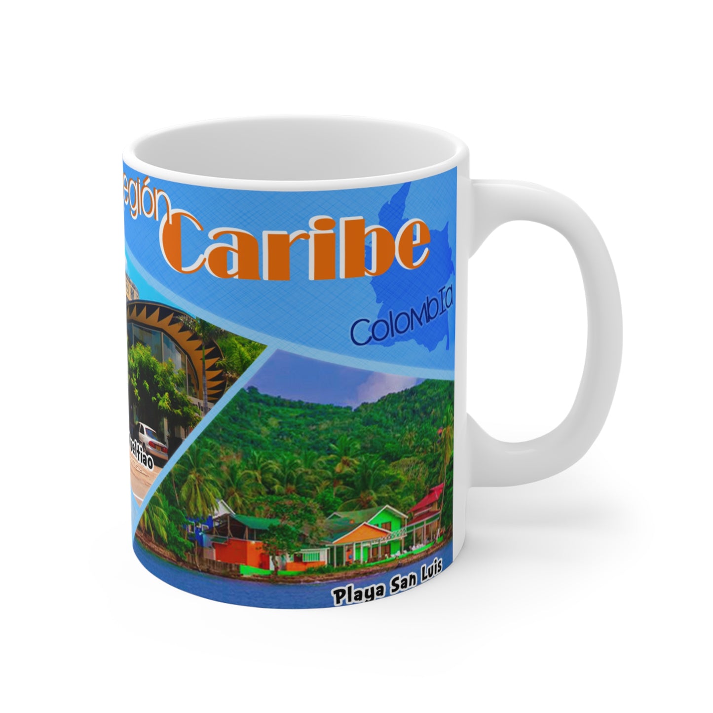 Colorful Travel Mug, 11oz Traveler's Delight Coffee Cup, Souvenir Mug, Adventure Gifts, Highlights of Your Journey, Región Caribe, Colombian Coffee