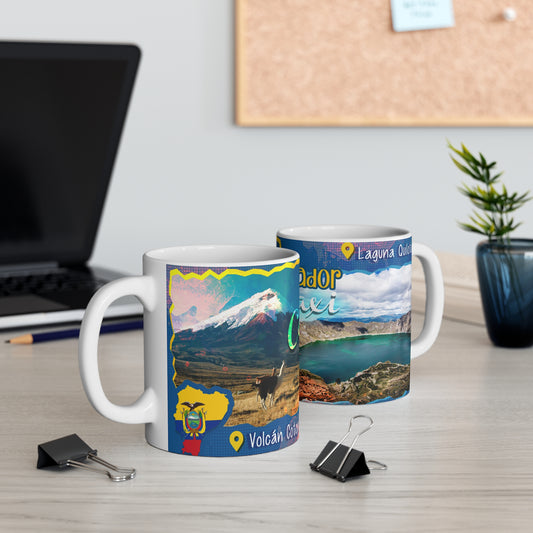 Ecuador Cotopaxi Mug - Colorful Travel Souvenir Coffee Cup, Gift for Adventurers, Nature Lovers, Unique Home Decor, Birthday Present, Taza Ecuador