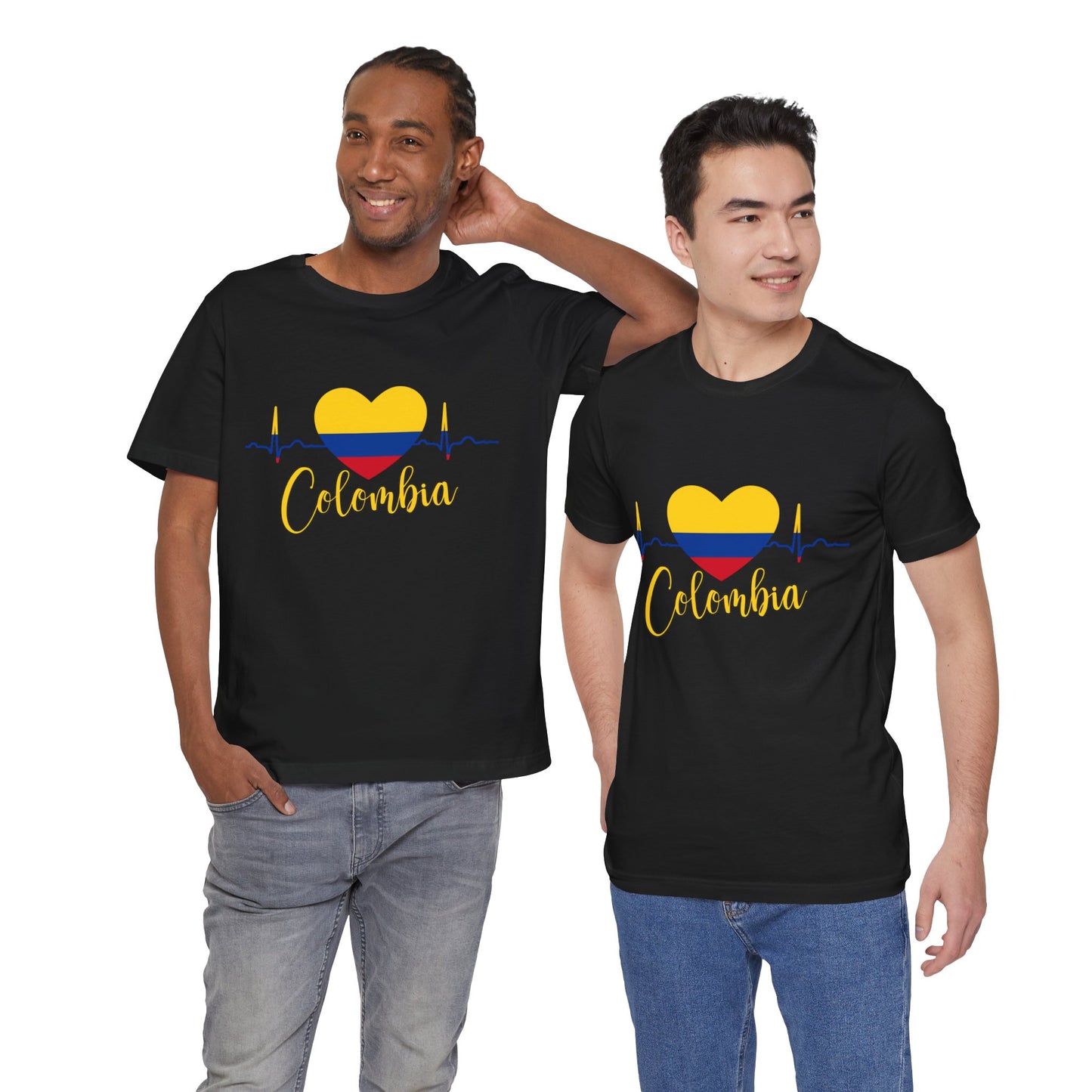 Colombia Heartbeat Tee, Unisex T-Shirt, Pride Apparel, Casual Wear, Gift for Colombians, Colombia Themed Gift