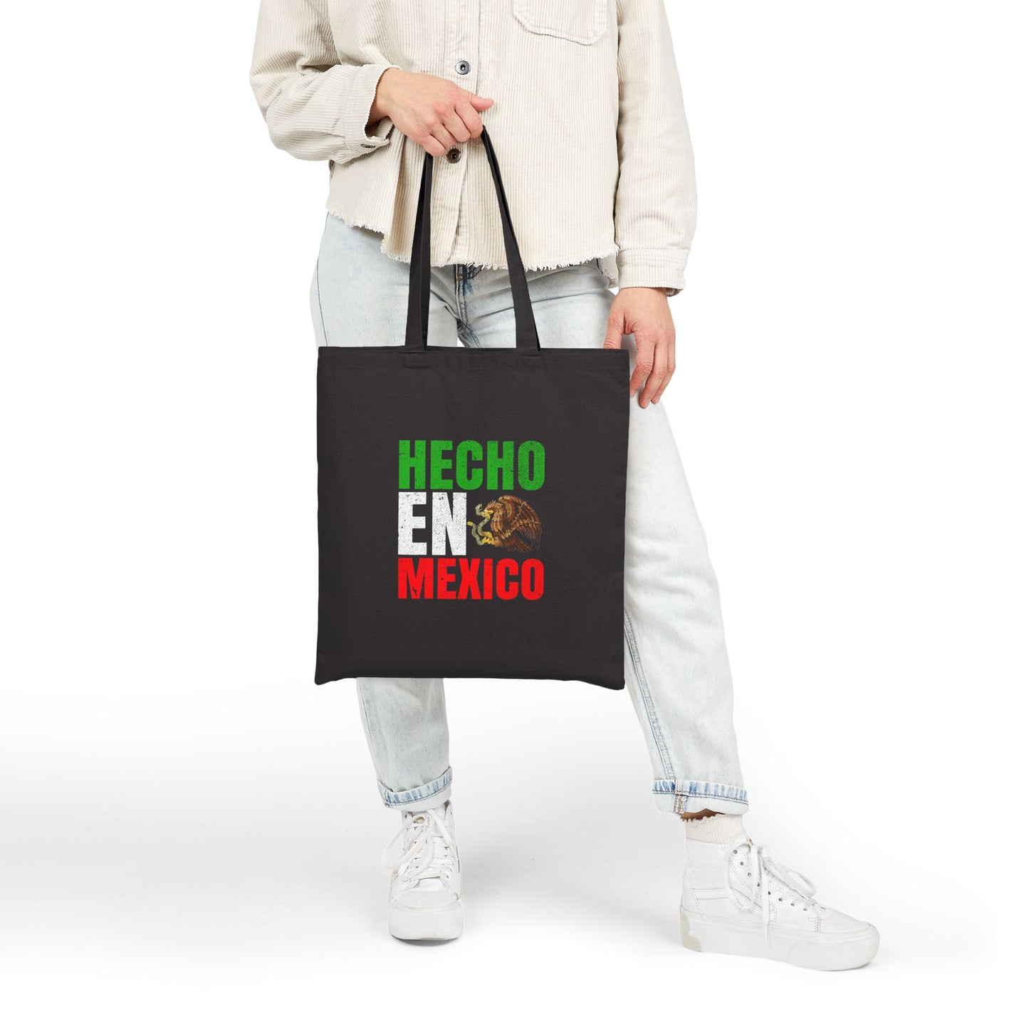 Hecho en Mexico Tote Bag | Cotton Canvas Reusable Grocery Bag, Gift for Mexico Lovers, Eco-Friendly Shopping Bag, Travel Tote, Market Bag