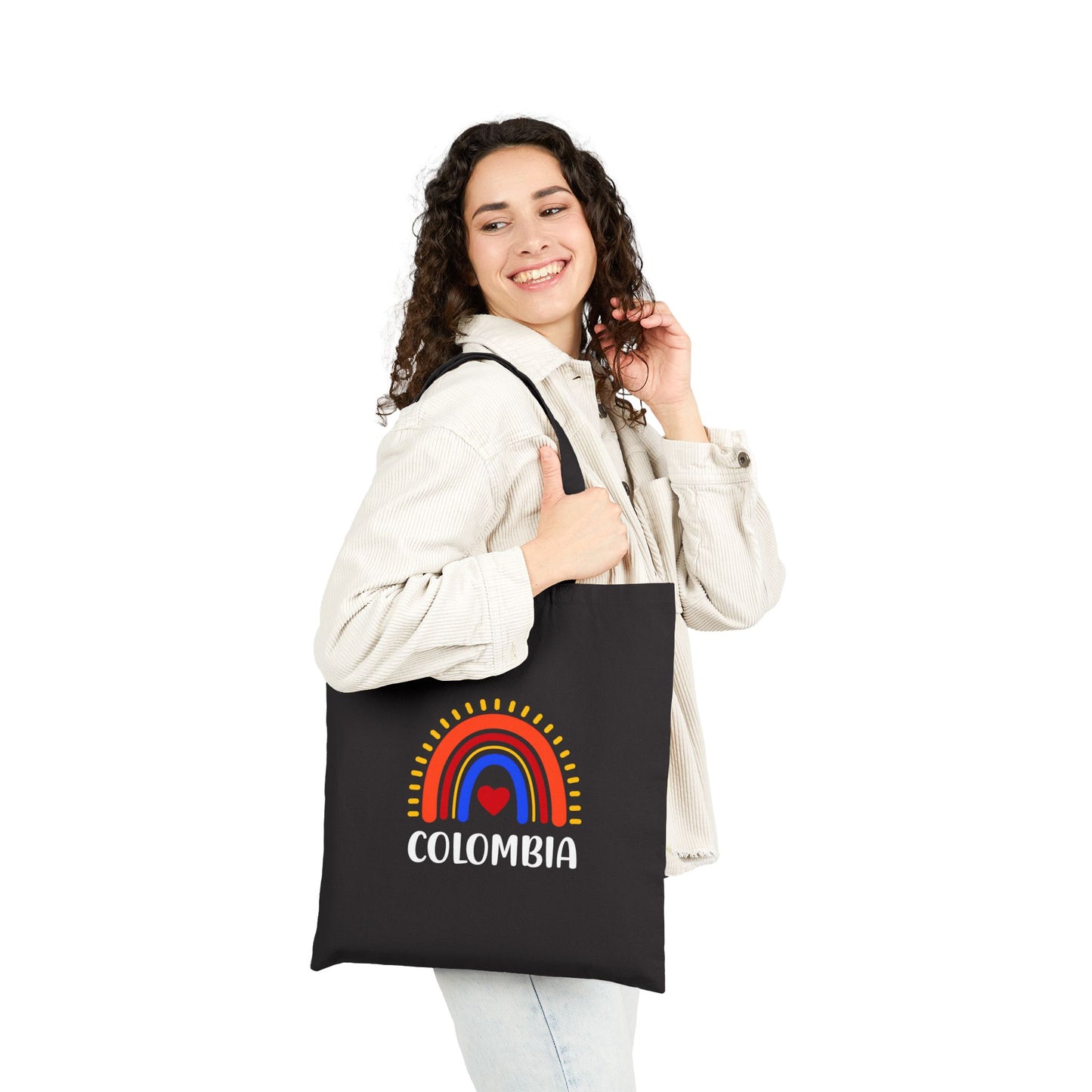 Colombian Rainbow Cotton Canvas Tote Bag | Eco-Friendly Shopping Bag, Gift for Travelers, Beach Bag, Market Tote, Everyday Use