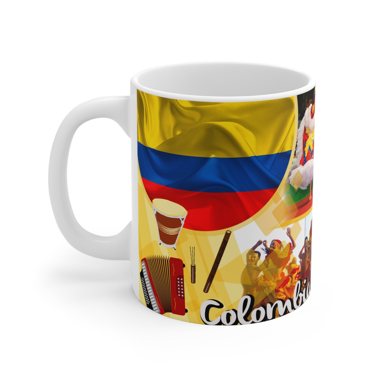 Colombian Culture Mug - 11oz Coffee Cup, Colorful Artwork, Perfect for Gift, Fiesta, Travel Souvenir, Colombia Lover