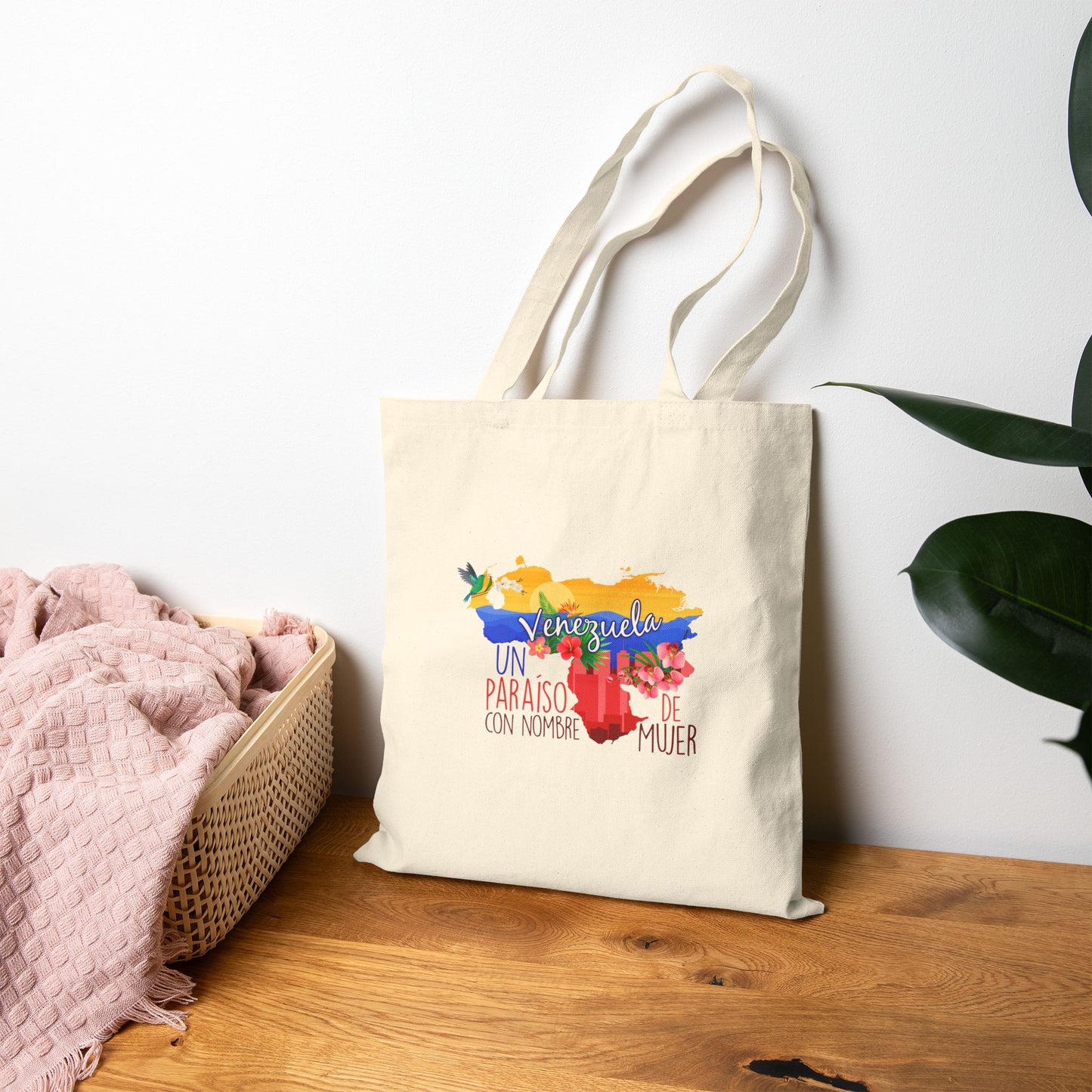 Vibrant Inspirational Cotton Canvas Tote Bag, Eco-Friendly Shopping Bag, Motivational Gift, Travel Bag, Beach Tote, Bolso Venezuela