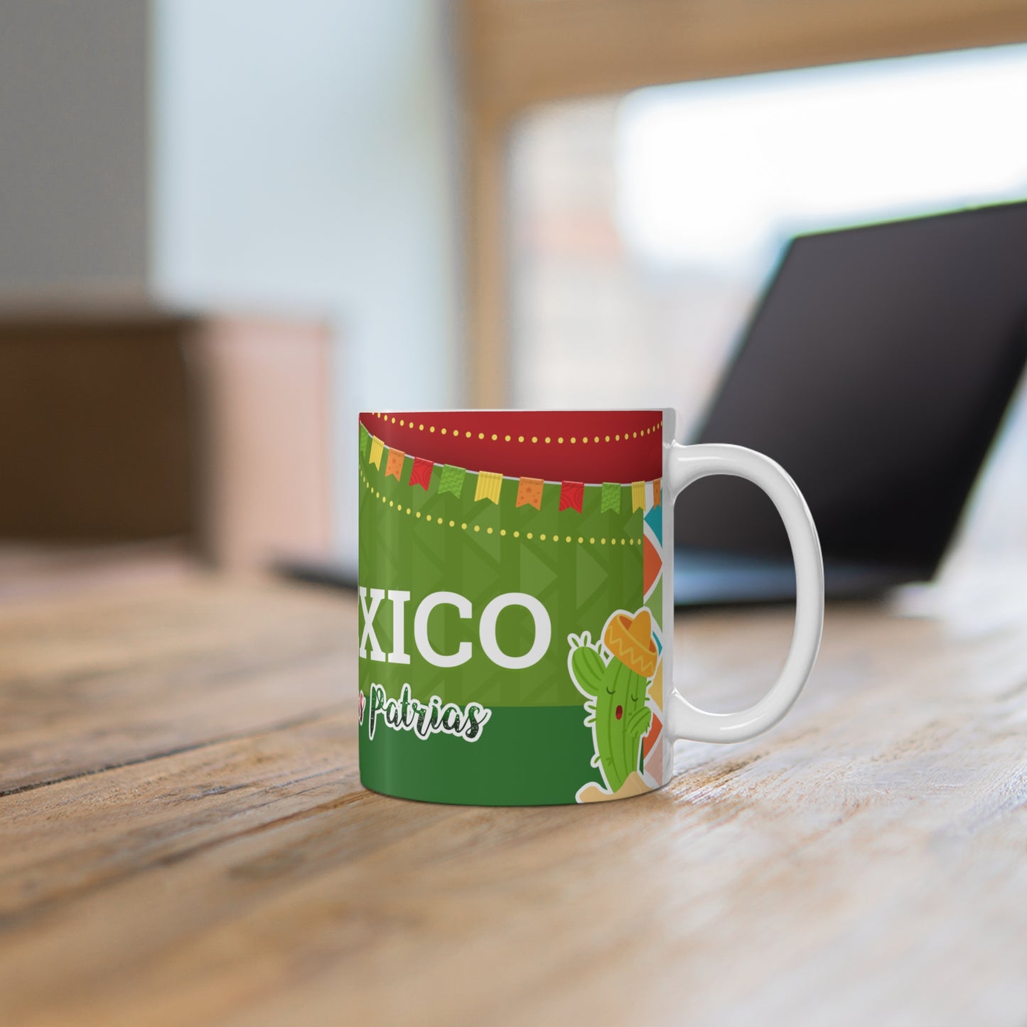 Fiesta Cactus Mug | Celebrate Mexico, Funny Drinkware, Gift for Her, Fiestas Patrias, Colorful Ceramic Cup, Taza México