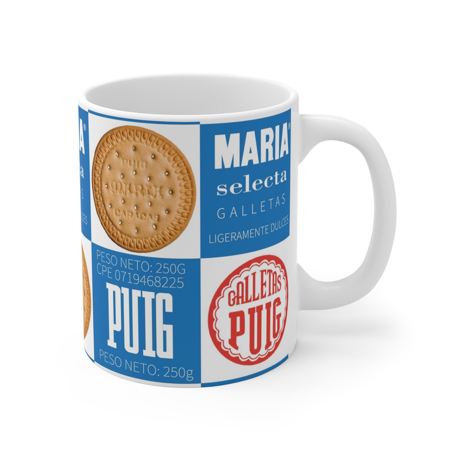 Maria Cookie 11oz Mug, Retro Biscuit Design, Cute Coffee Cup, Snack Lover Gift, Kitchen Decor, Taza Venezuela
