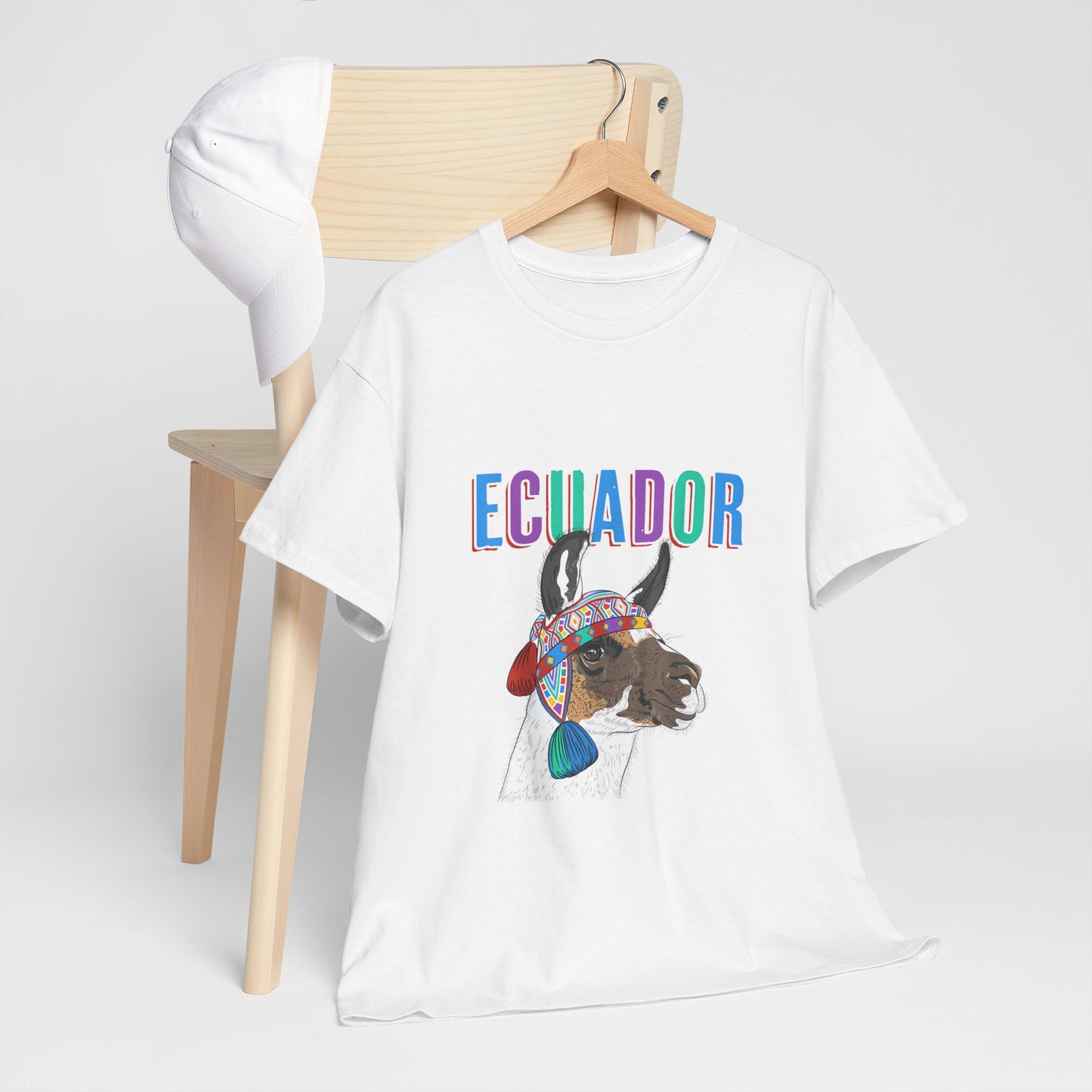 Ecuador Llama Tee, Unisex Heavy Cotton Tee, Ecuadorian Culture Shirt, Travel Gift, Ethnic Wear, Animal Lover T-Shirt