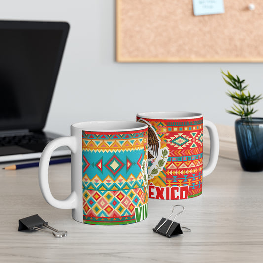 Vibrant Mexican-Inspired Mug, Decorative Coffee Cup, Fiesta Gift, Cultural Celebration, Mexican Heritage, Taza México