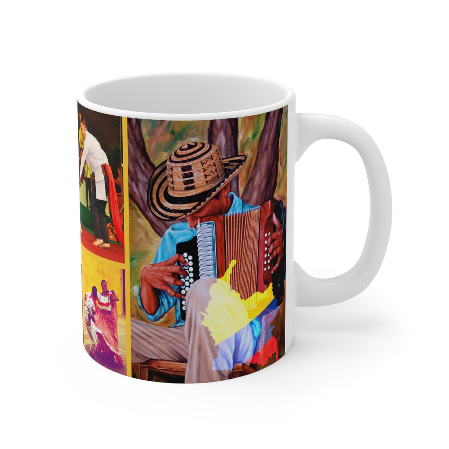 Colombian Culture Mug - 11oz Coffee Cup, Colorful Artwork, Perfect for Gift, Fiesta, Travel Souvenir, Colombia Lover