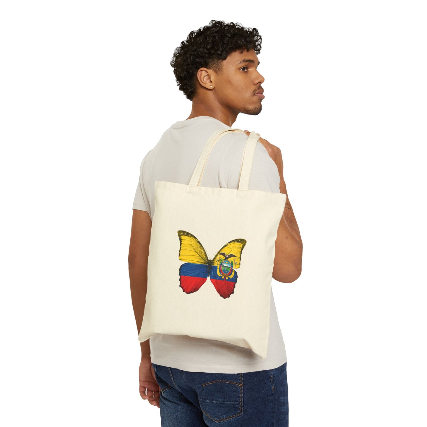Vibrant Butterfly Tote Bag, Eco-Friendly Bag, Canvas Shopping Bag, Gift for Nature Lovers, Reusable Grocery Tote, Bolso Ecuatoriano
