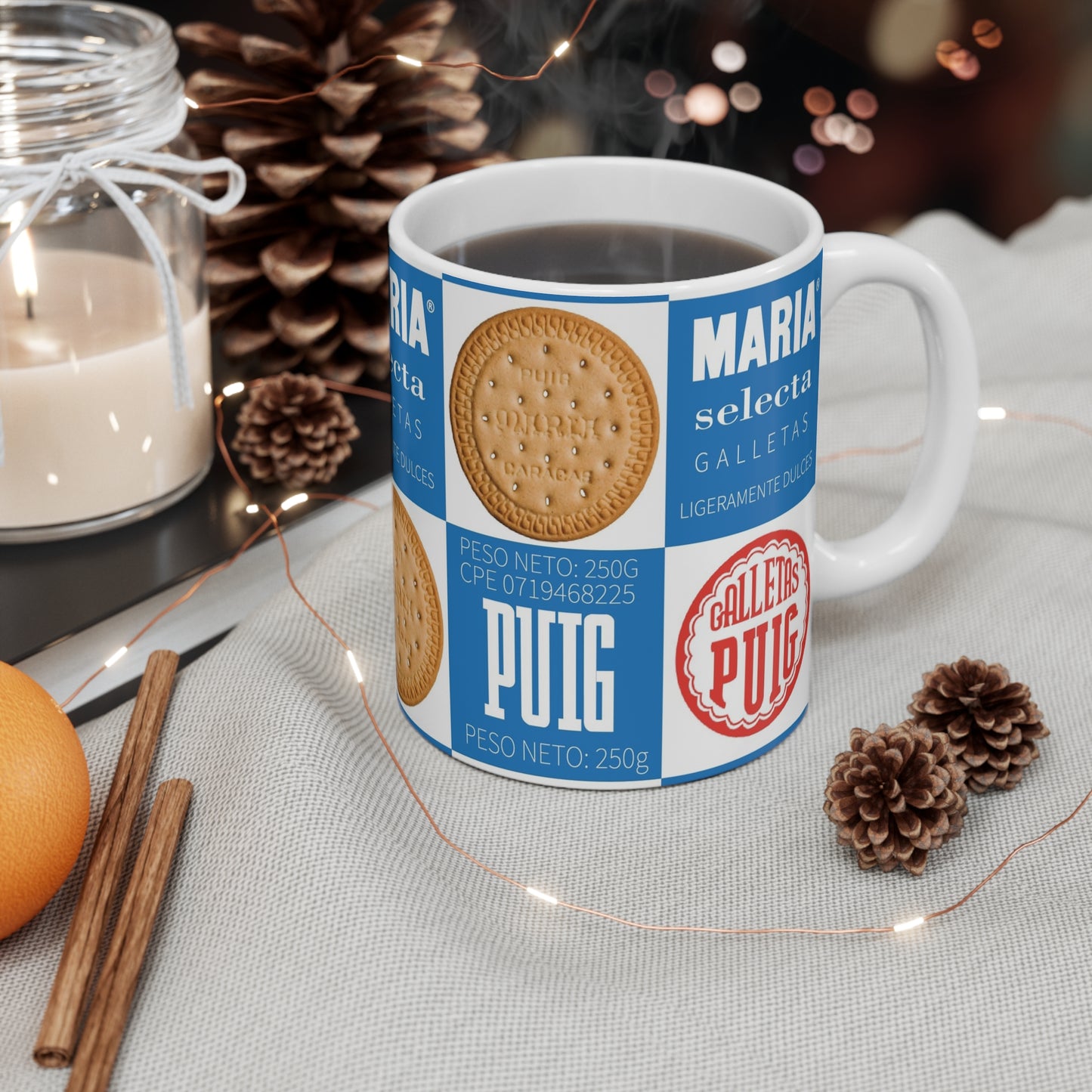 Maria Cookie 11oz Mug, Retro Biscuit Design, Cute Coffee Cup, Snack Lover Gift, Kitchen Decor, Taza Venezuela