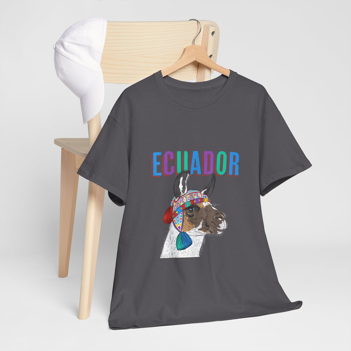 Ecuador Llama Tee, Unisex Heavy Cotton Tee, Ecuadorian Culture Shirt, Travel Gift, Ethnic Wear, Animal Lover T-Shirt