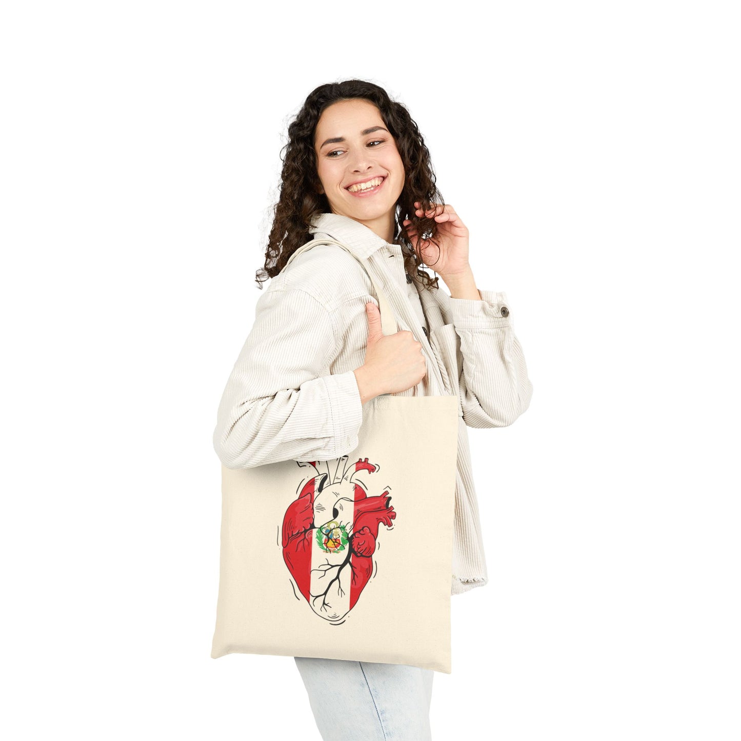 Heart Art Cotton Canvas Tote Bag, Eco-Friendly Tote, Gift for Art Lovers, Boho Bag, Reusable Shopping Tote, Heart Design Carryall, Bolso Peruano