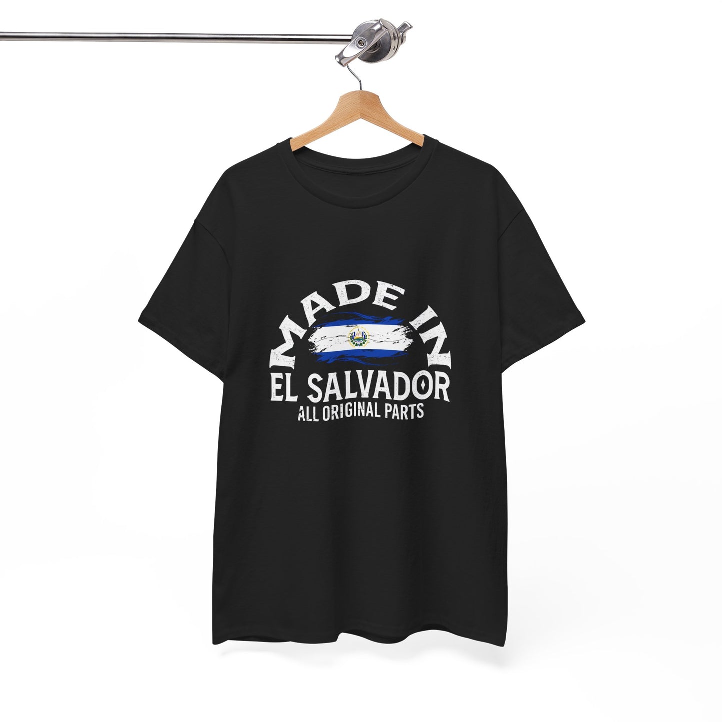 Made in El Salvador Unisex Heavy Cotton Tee, Casual T-Shirt, Gift for Salvadoran Pride, Culture Tee, Travel Souvenir, All Original Parts Tee