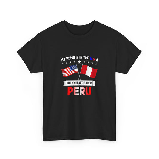 My Heart is from Peru Tee | Unisex Heavy Cotton Tee, Casual Wear, Gift for Travelers, International Pride Shirt, Unique Souvenir