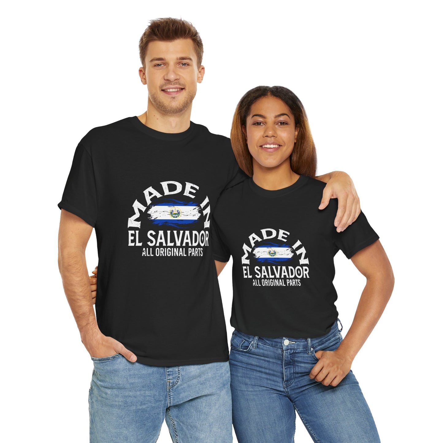 Made in El Salvador Unisex Heavy Cotton Tee, Casual T-Shirt, Gift for Salvadoran Pride, Culture Tee, Travel Souvenir, All Original Parts Tee