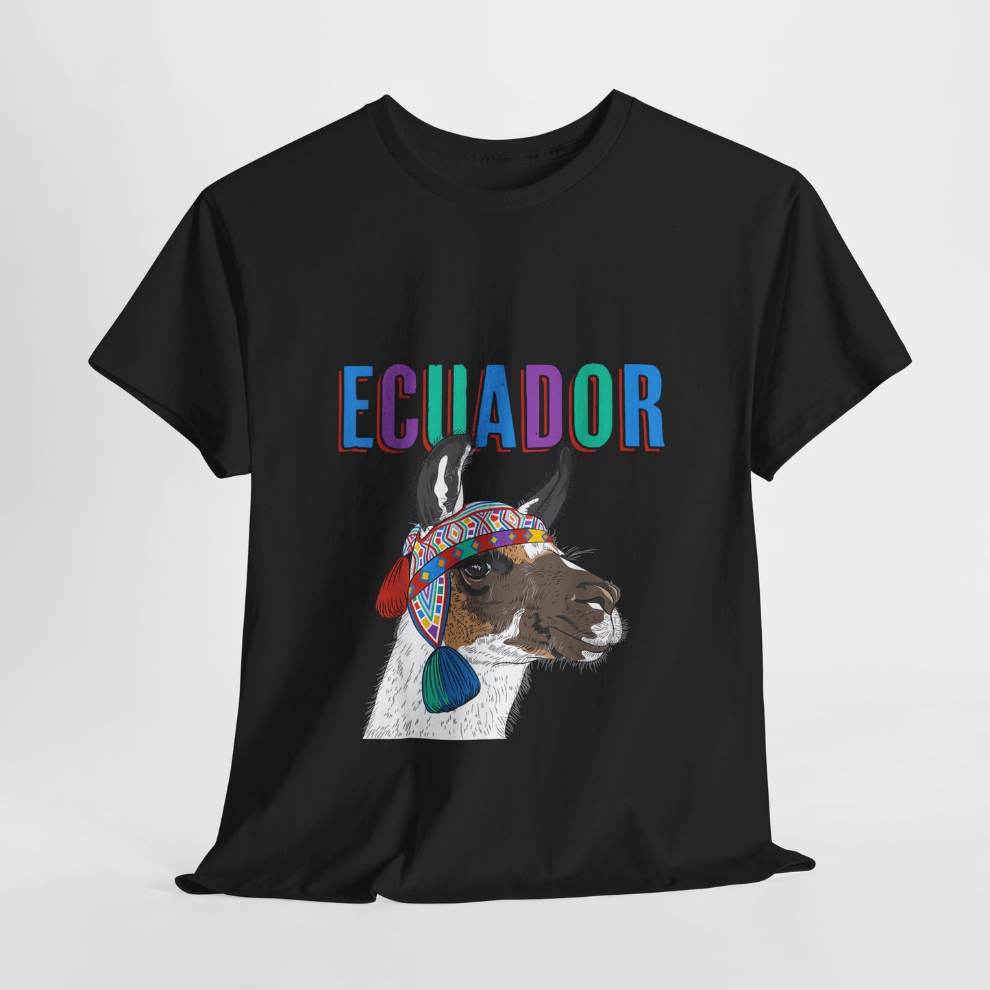 Ecuador Llama Tee, Unisex Heavy Cotton Tee, Ecuadorian Culture Shirt, Travel Gift, Ethnic Wear, Animal Lover T-Shirt