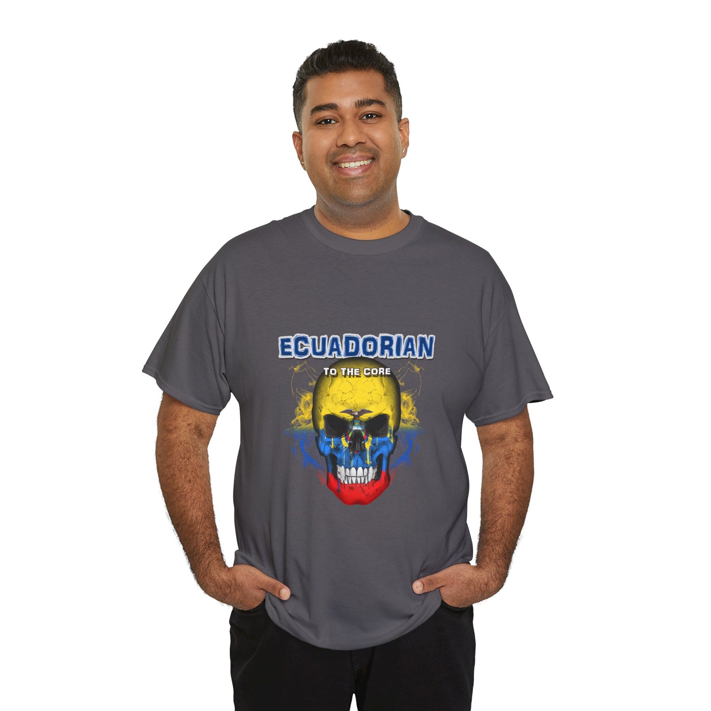 Ecuadorian Skull Tee - Unisex Heavy Cotton T-Shirt, Ecuador Pride Shirt, Skulls Design, Gift for Ecuadorians, Casual Wear, Unique Tee