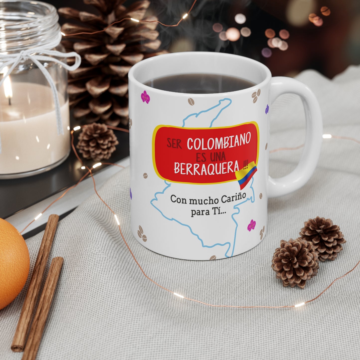 Colombian Coffee Mug, Fun Coffee Cup, Cute Gift for Coffee Lovers, Personalized Drinkware, Unique Kitchen Decor