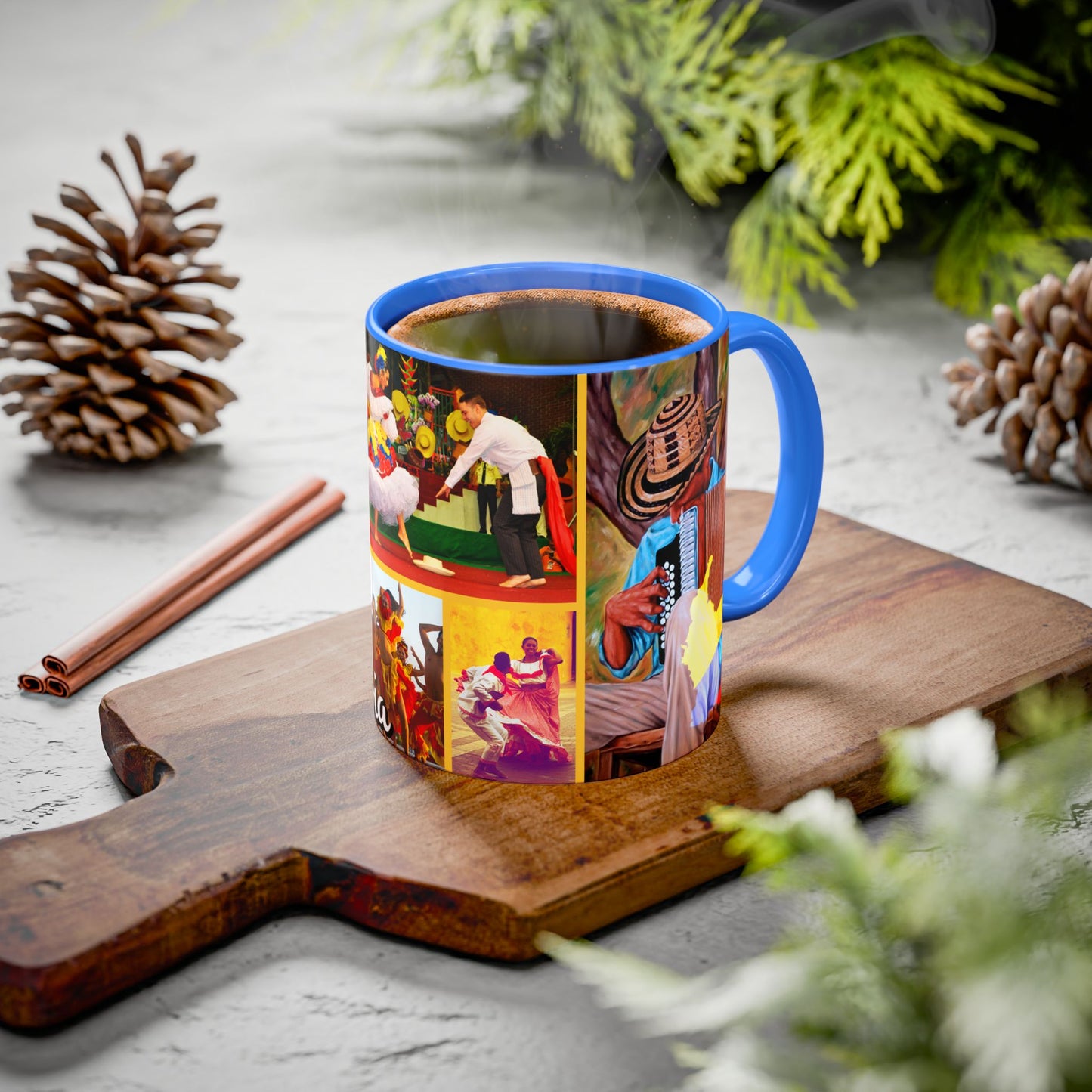 Colorful Colombian Art Mugs, Coffee Cup, Unique Gift, Vibrant Design, Home Decor, Cultural Celebrations