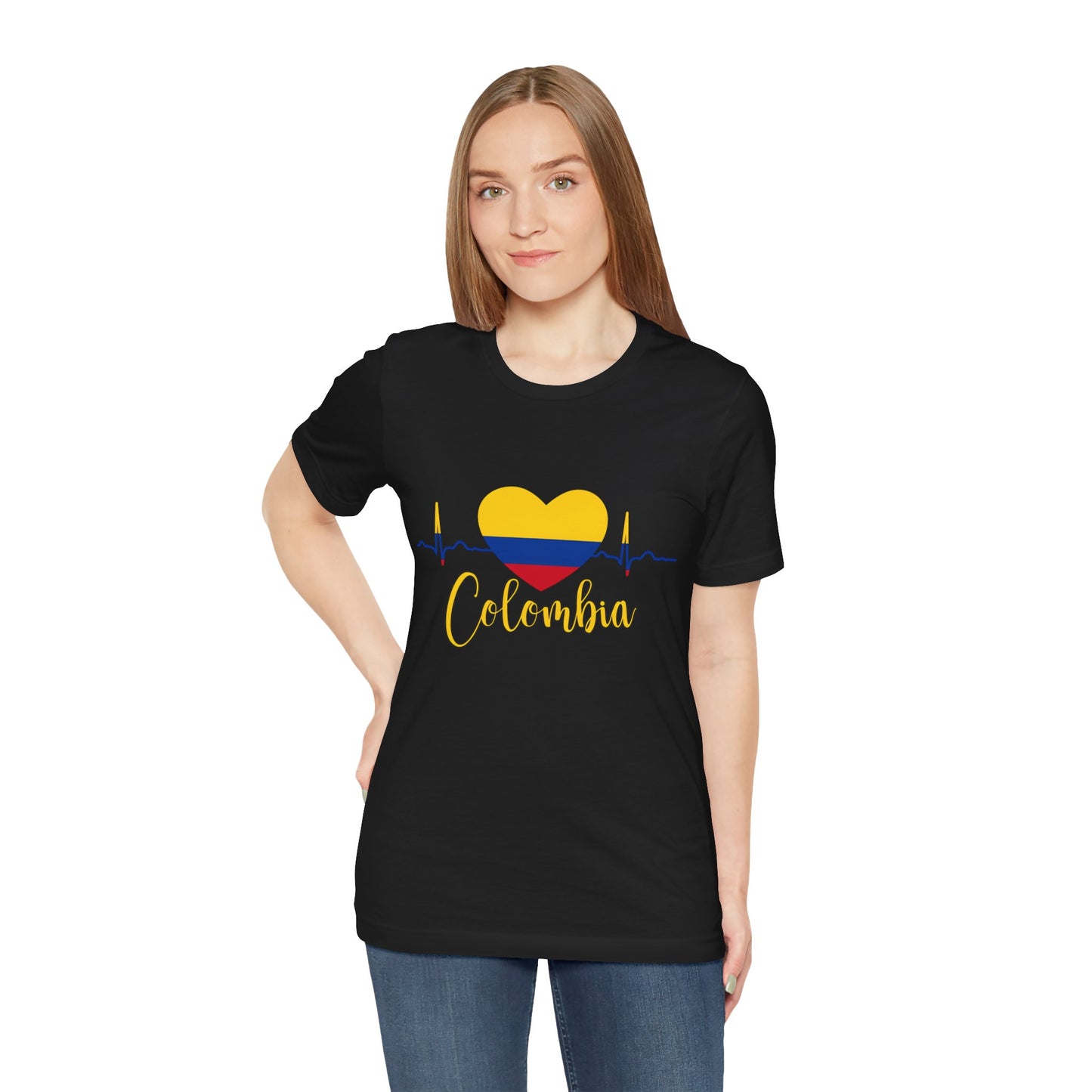 Colombia Heartbeat Tee, Unisex T-Shirt, Pride Apparel, Casual Wear, Gift for Colombians, Colombia Themed Gift